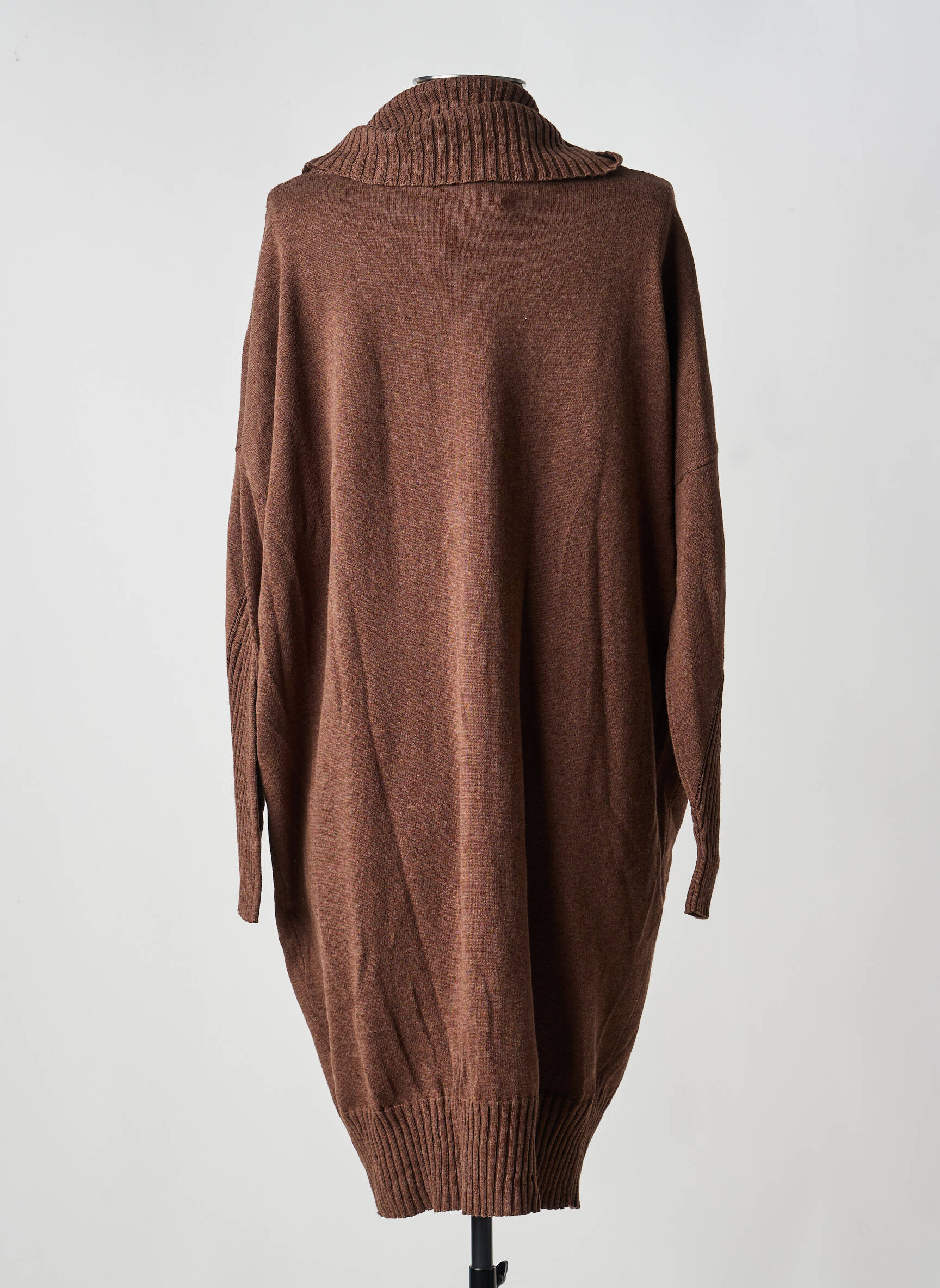 Robe pull col boule manches longues marron MARBLE femme