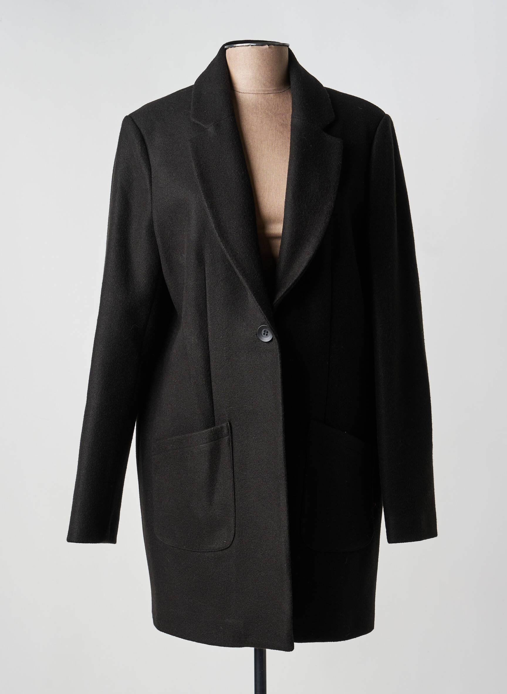Manteau long coupe cintrée sans capuche noir TINTA STYLE femme