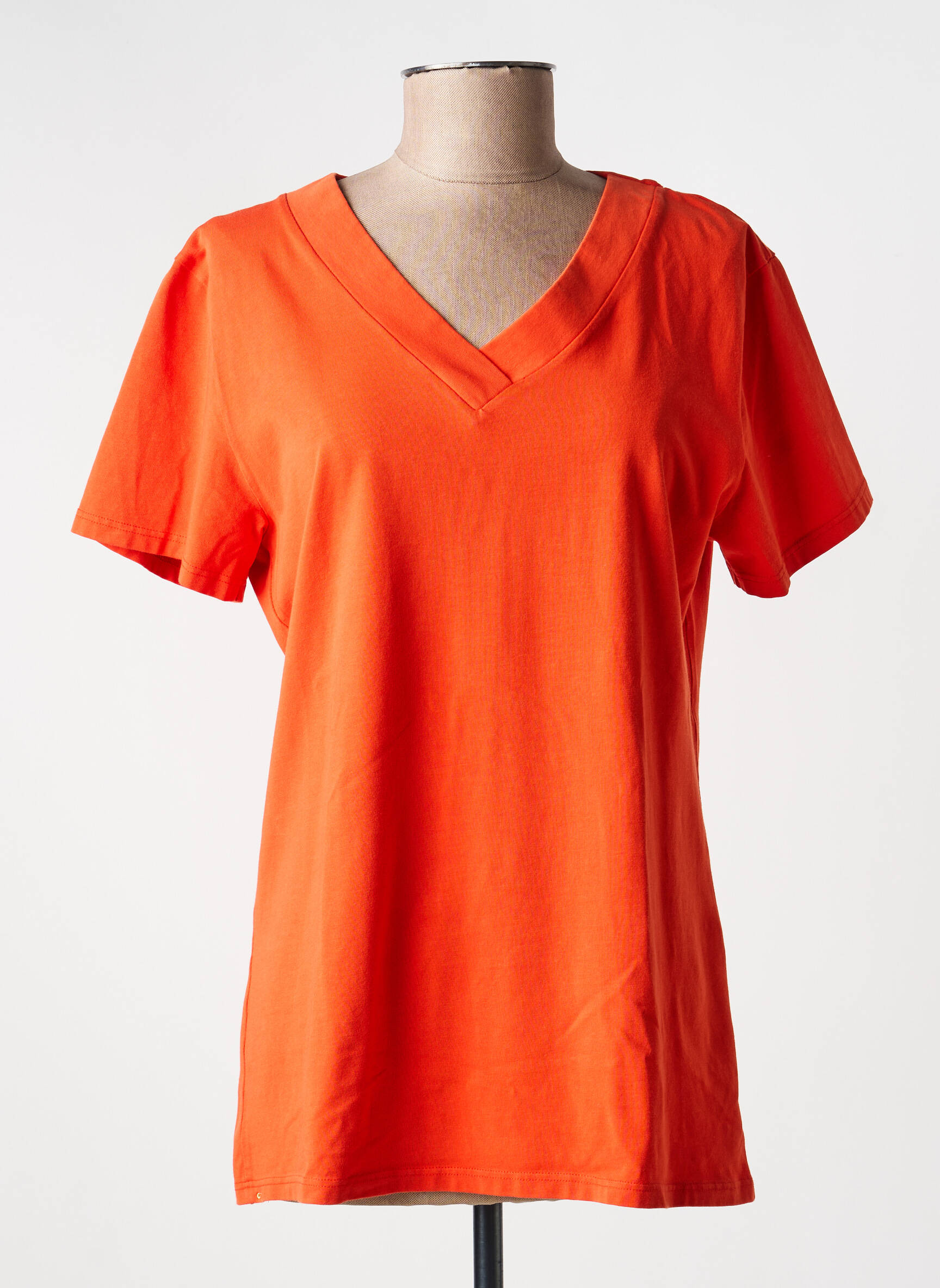 T-shirt col v manches courtes orange COUTURIST femme