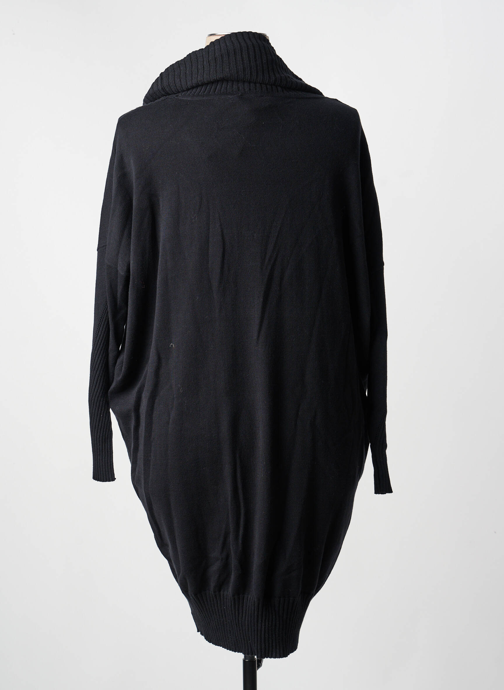 Robe pull col boule manches longues noir MARBLE femme