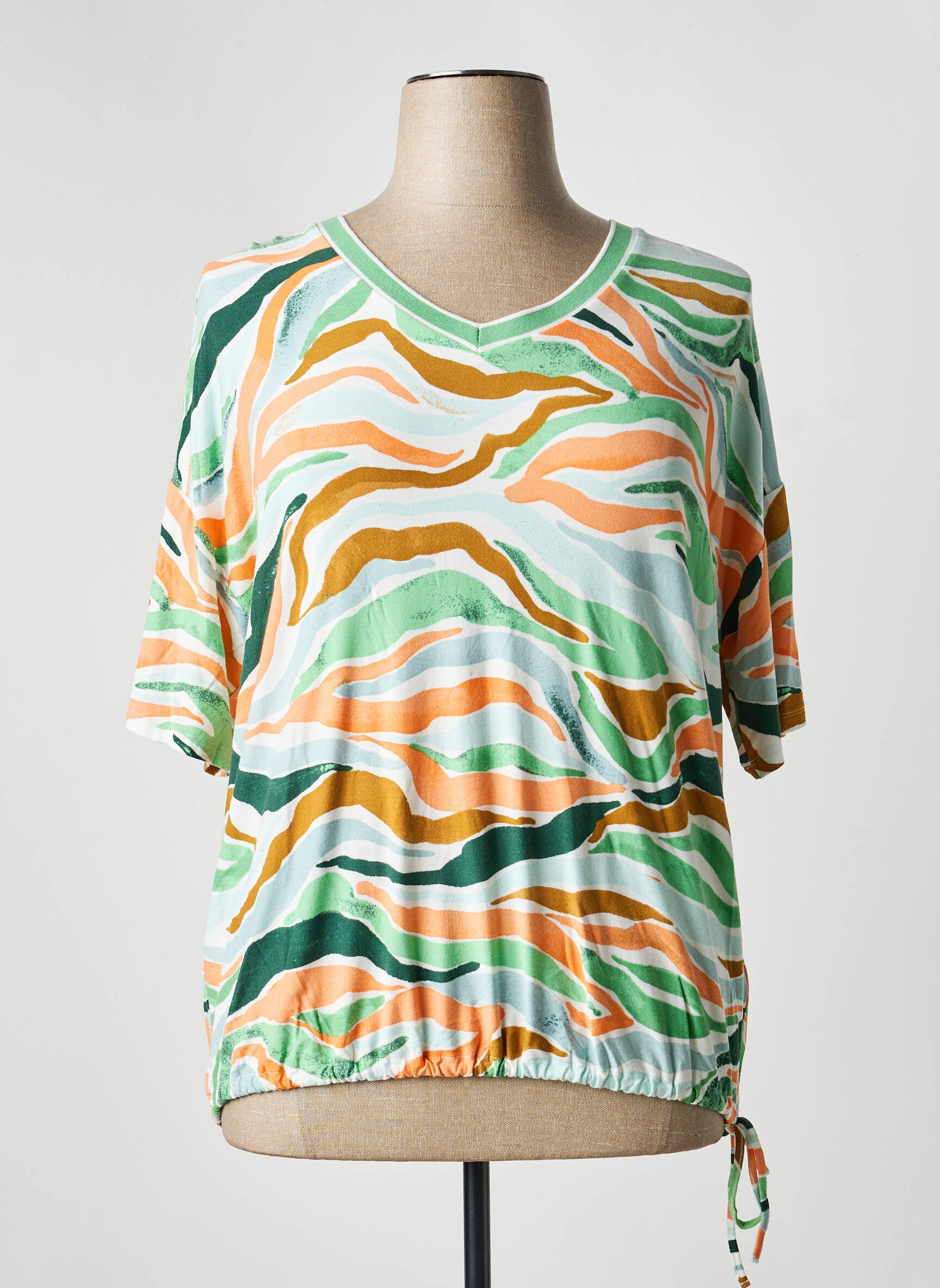 T-shirt col v manches courtes vert TOM TAILOR femme