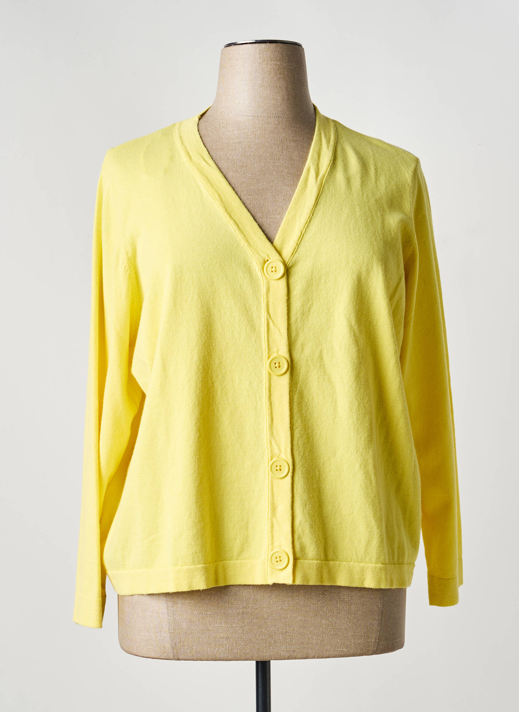 Gilet manches longues resserrée sur le bas jaune MARBLE femme
