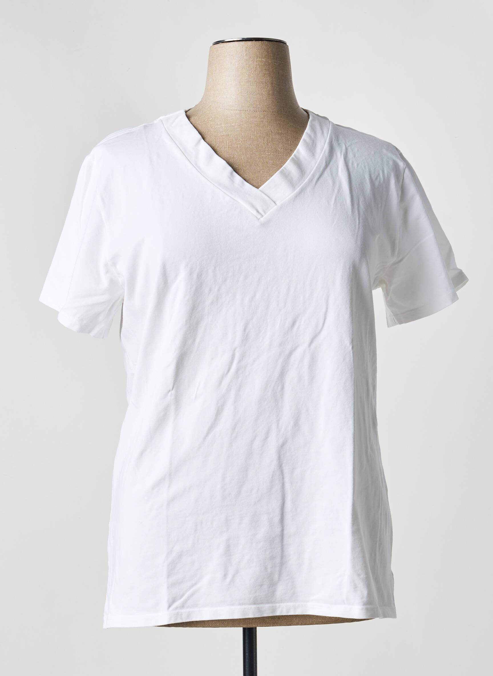 T-shirt col v manches courtes blanc COUTURIST femme