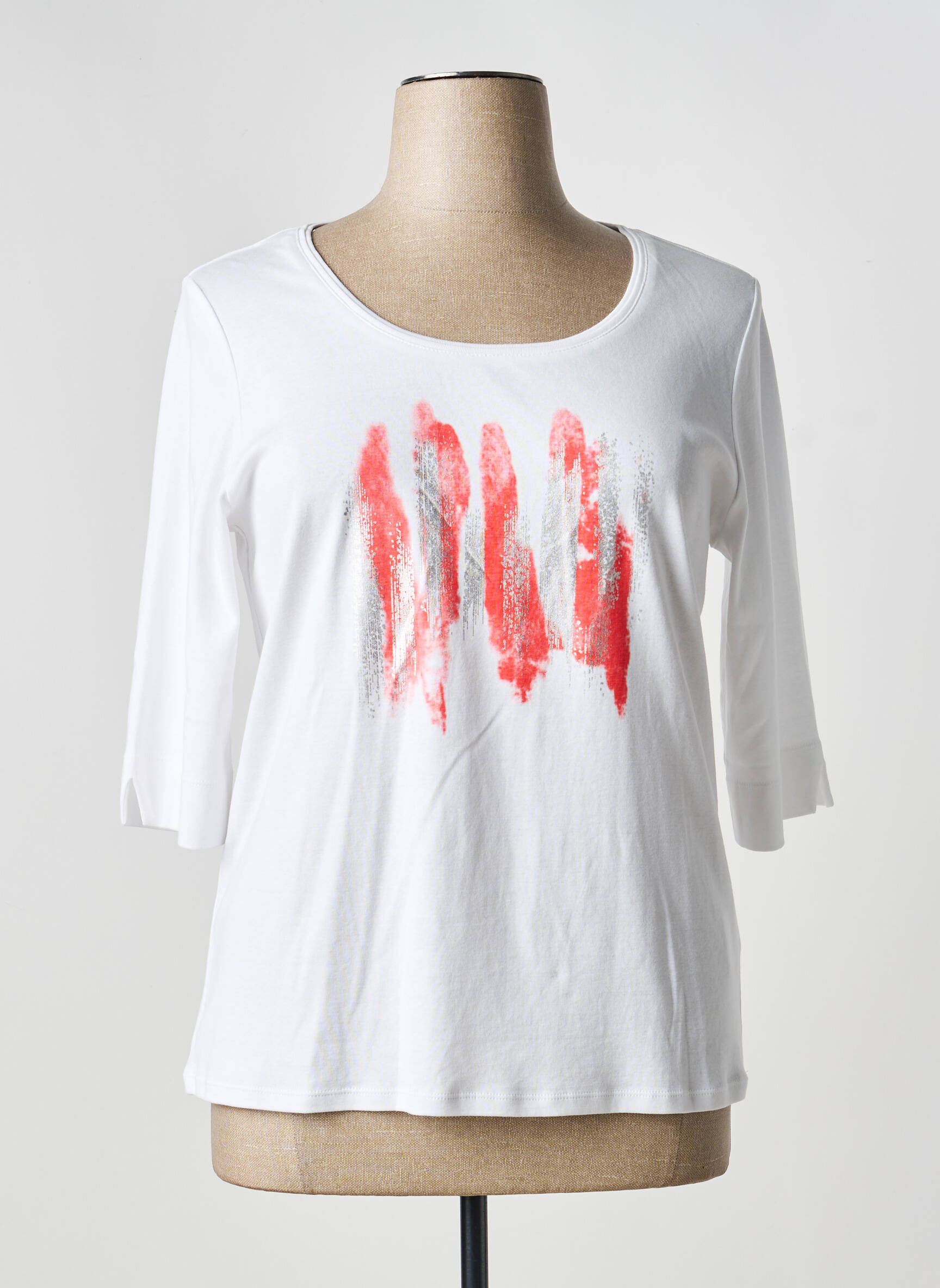 T-shirt sérigraphie manches courtes blanc MARBLE femme