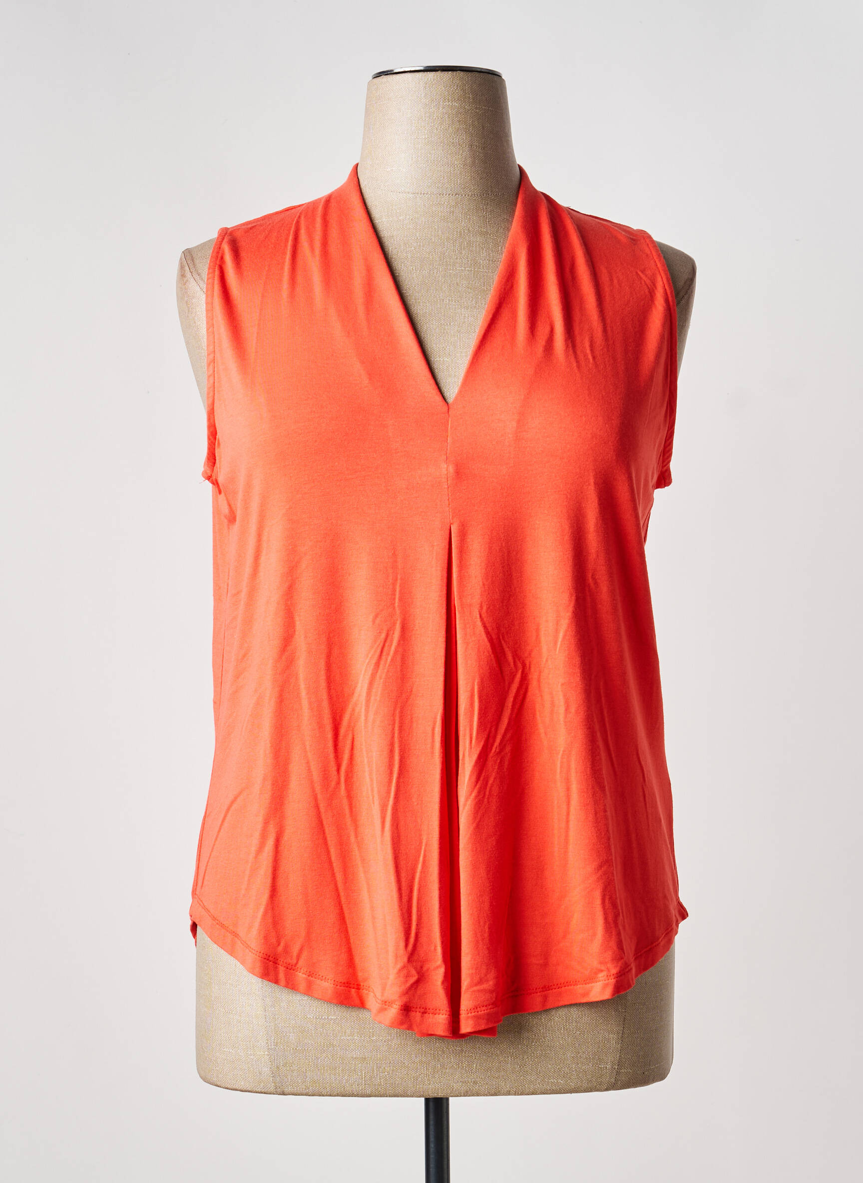 T-shirt col v manches courtes orange TINTA STYLE femme