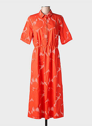 Robe mi-longue imprimé fantaisie manches courtes rouge DANEFAE femme