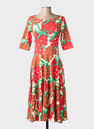 Robe mi-longue imprimé fantaisie manches courtes rouge DANEFAE femme