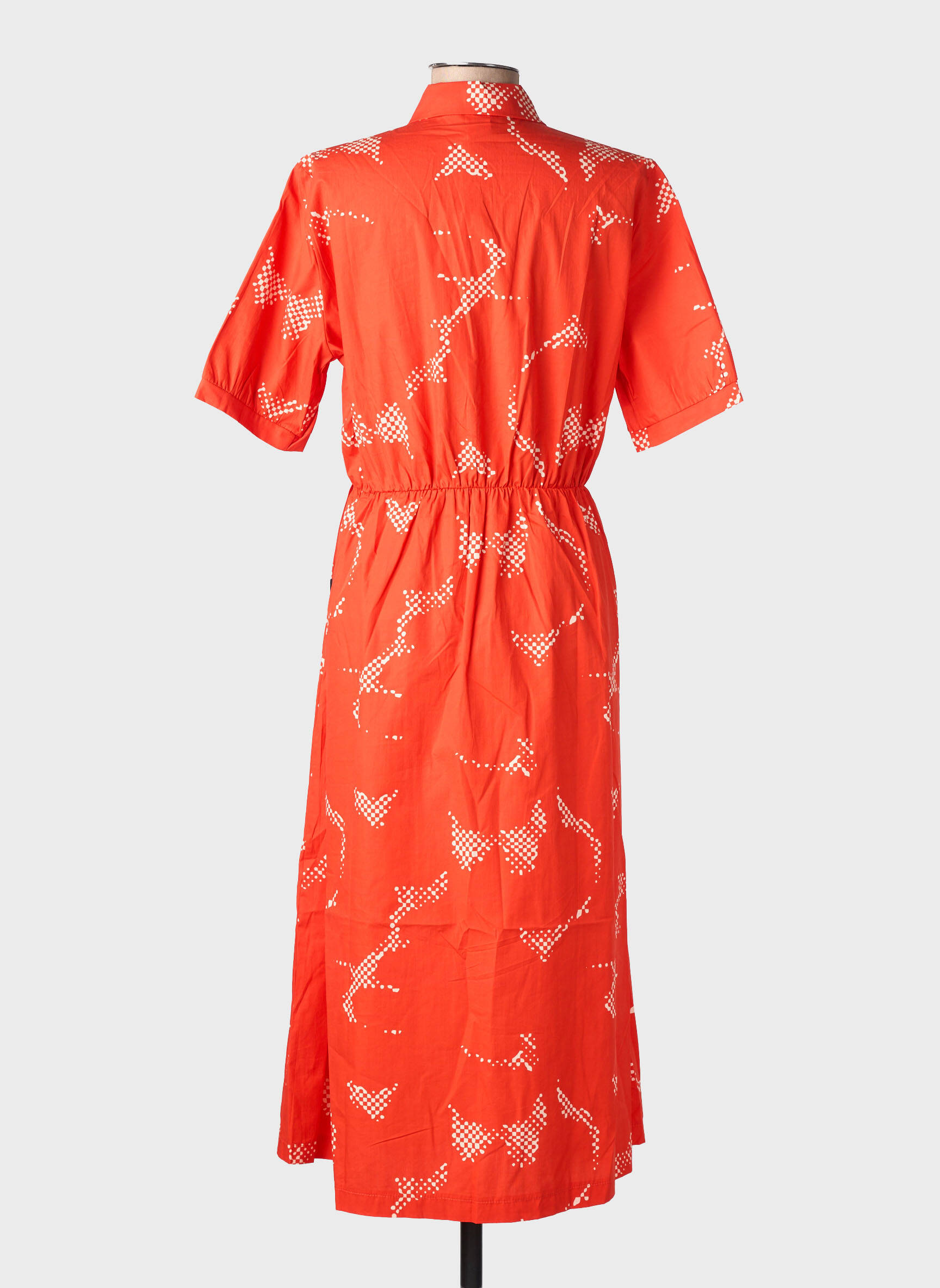 Robe mi-longue imprimé fantaisie manches courtes rouge DANEFAE femme