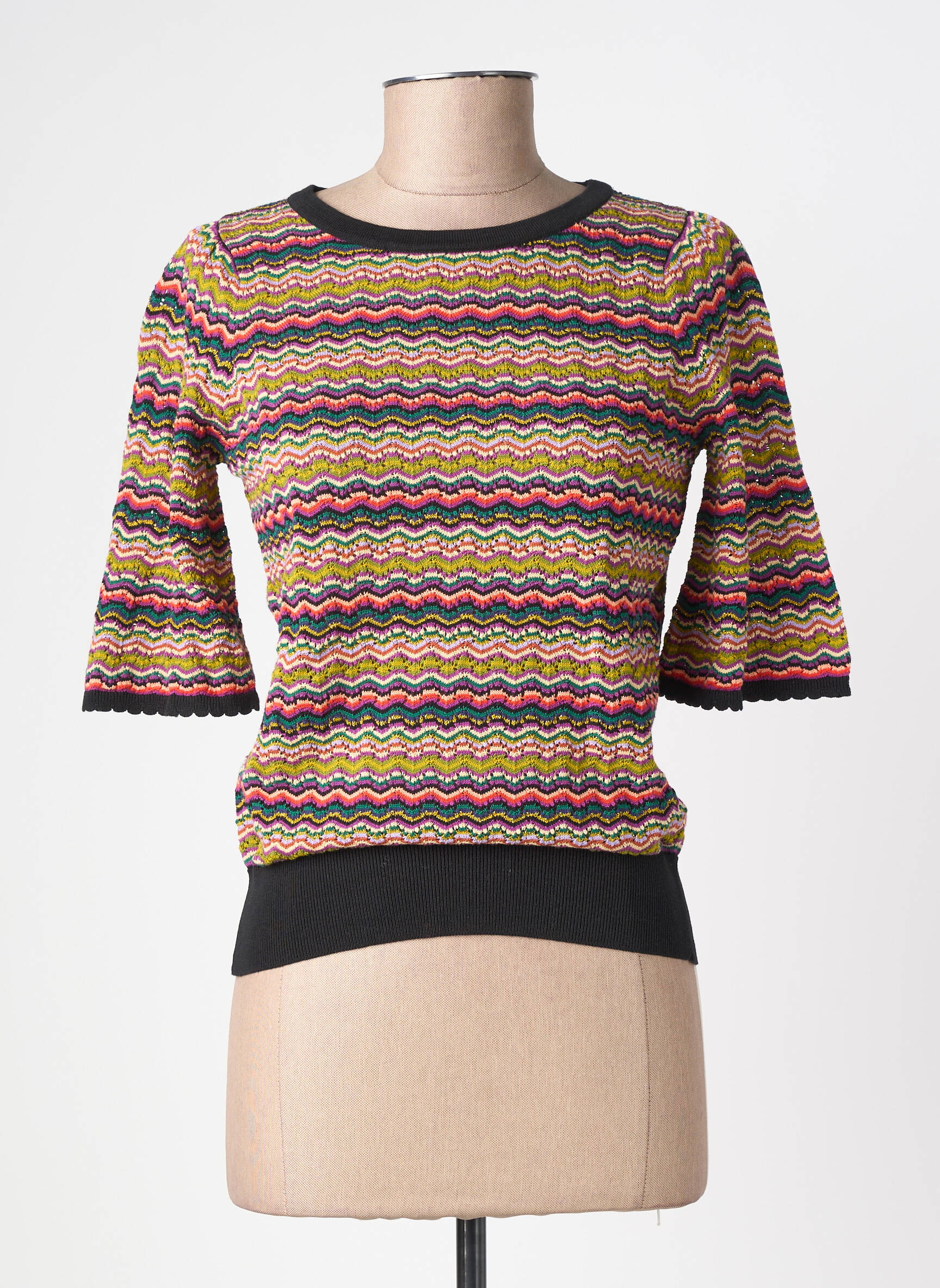 Pull maille ajourée manches courtes noir KING LOUIE femme