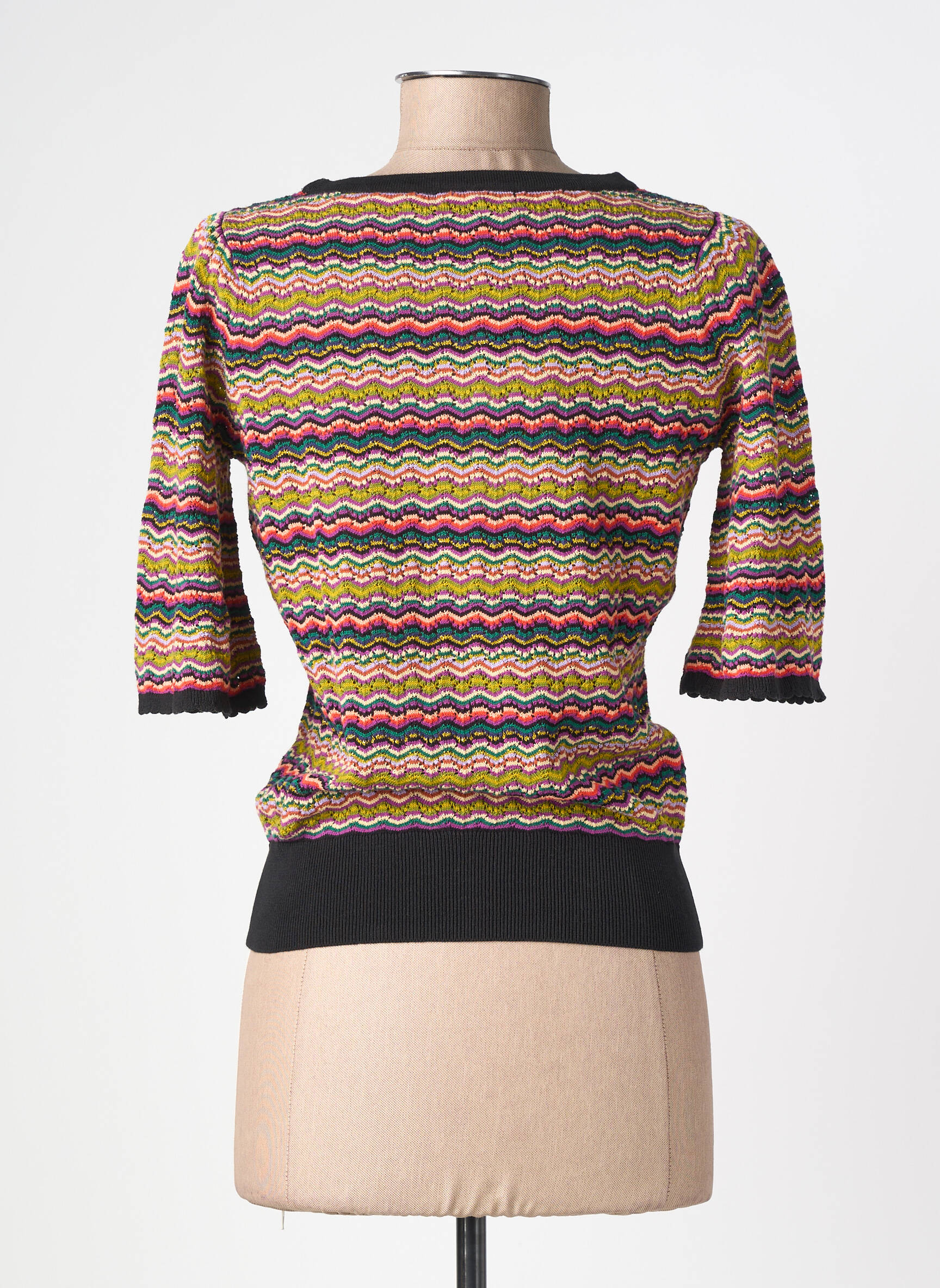 Pull maille ajourée manches courtes noir KING LOUIE femme