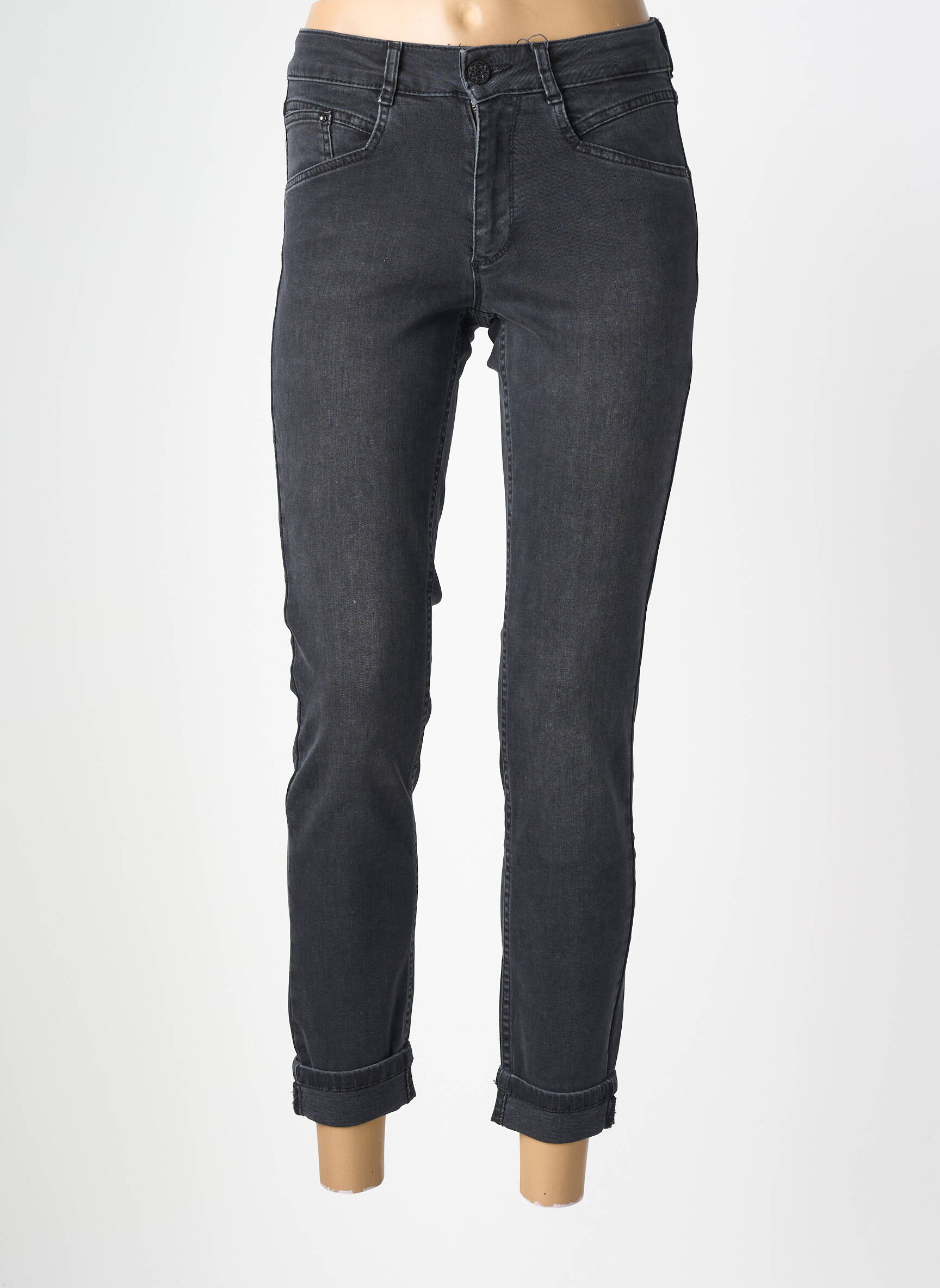 Jeans coupe slim stretch taille normale gris PARA MI femme