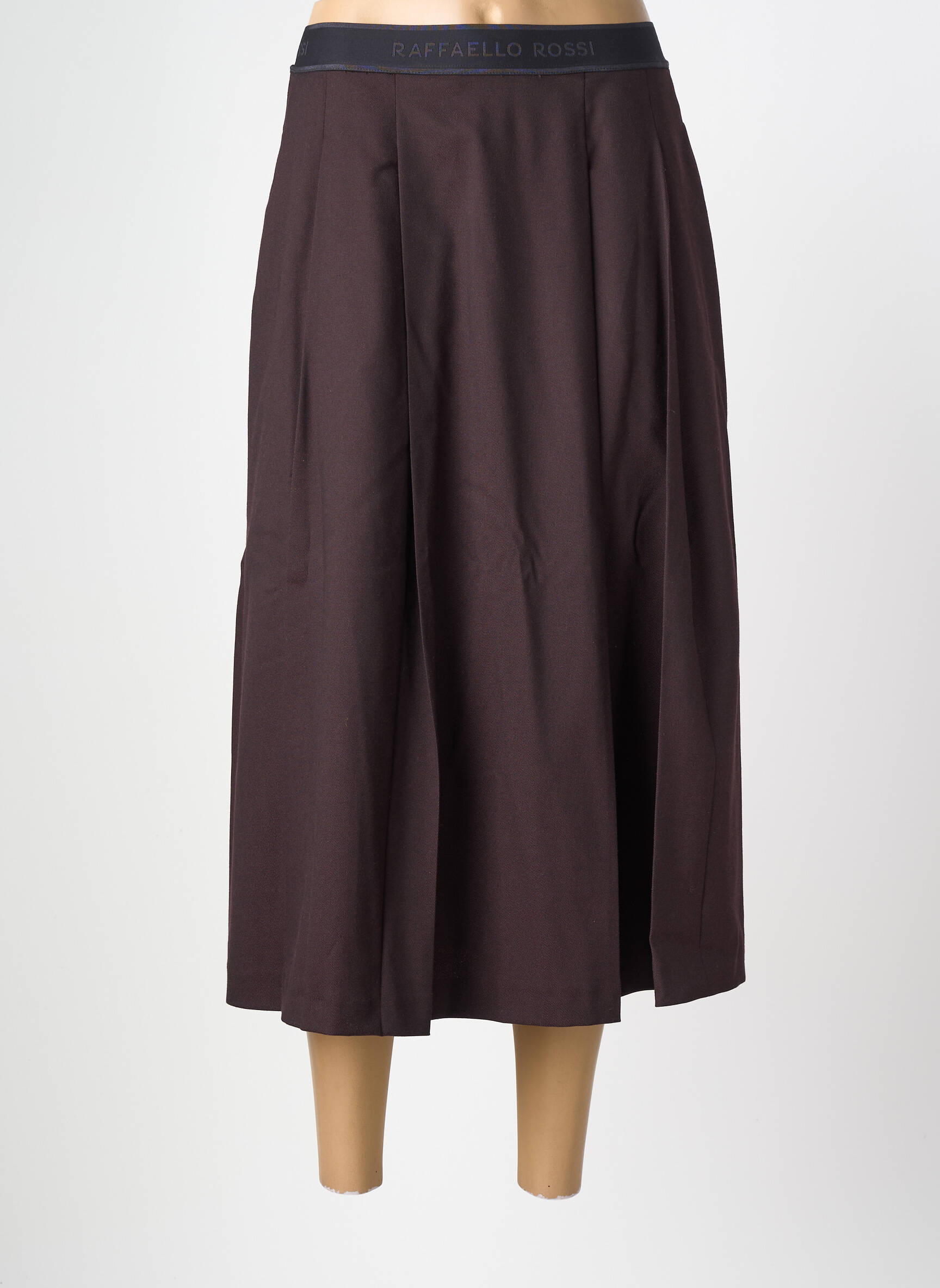 Jupe mi-longue coupe évasée marron RAFFAELLO ROSSI femme