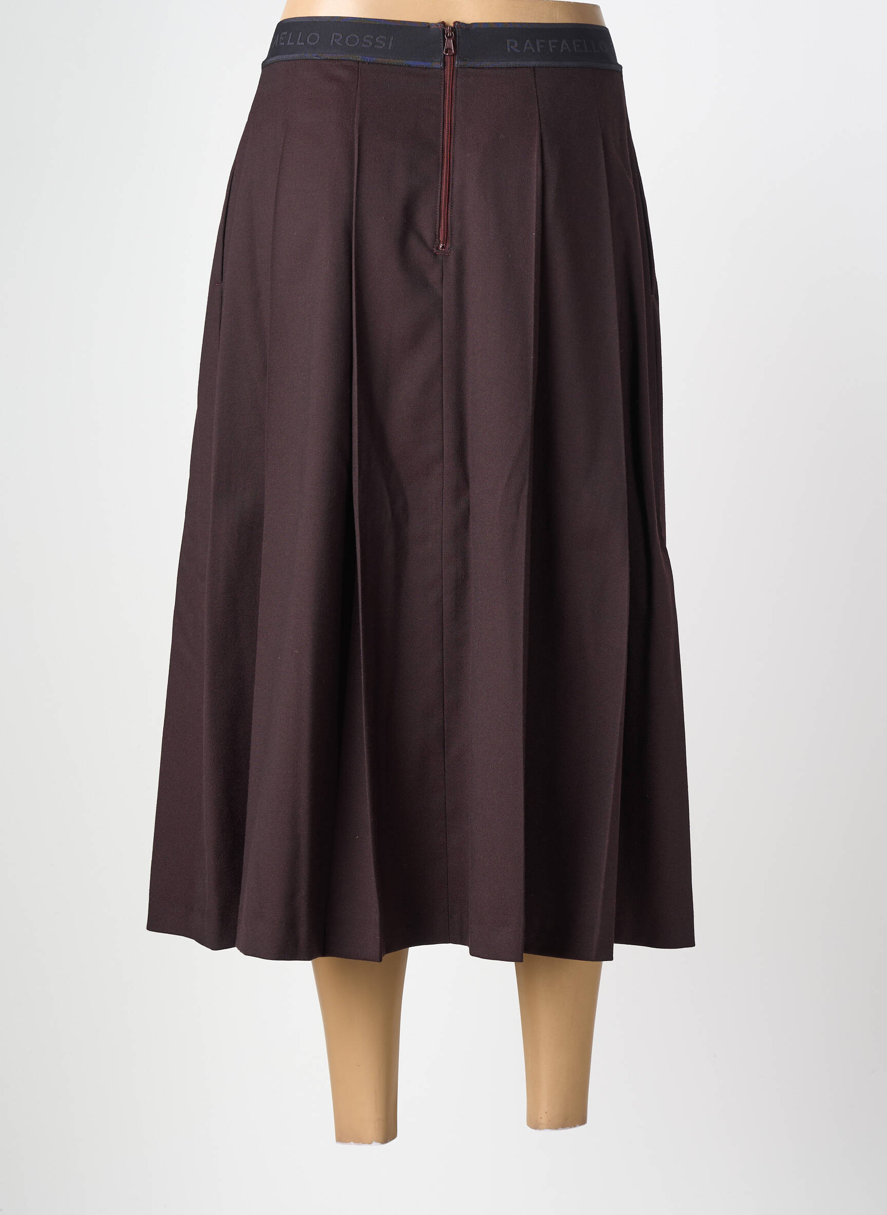Jupe mi-longue coupe évasée marron RAFFAELLO ROSSI femme