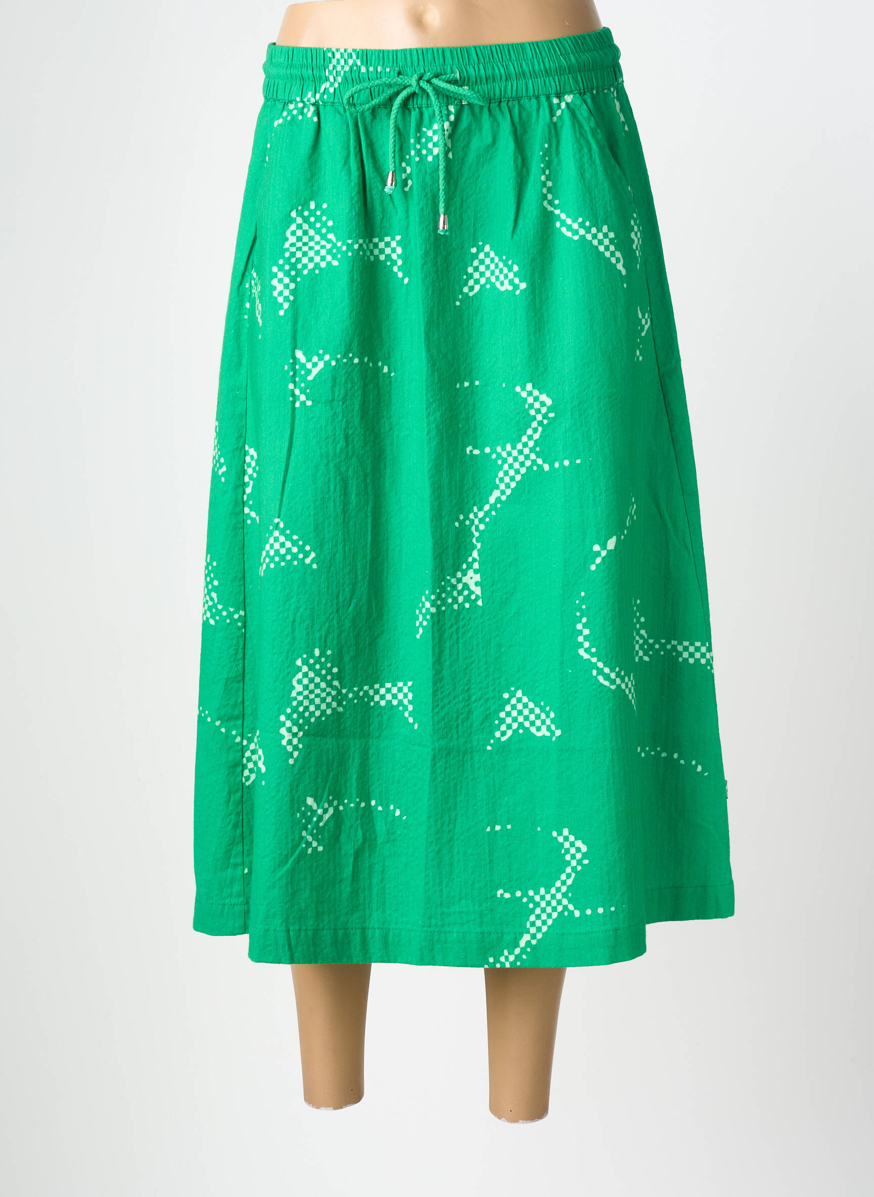 Jupe mi-longue coupe évasée vert DANEFAE femme