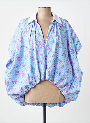 Chemisier tissage popeline sans manche bleu IMPERIAL femme