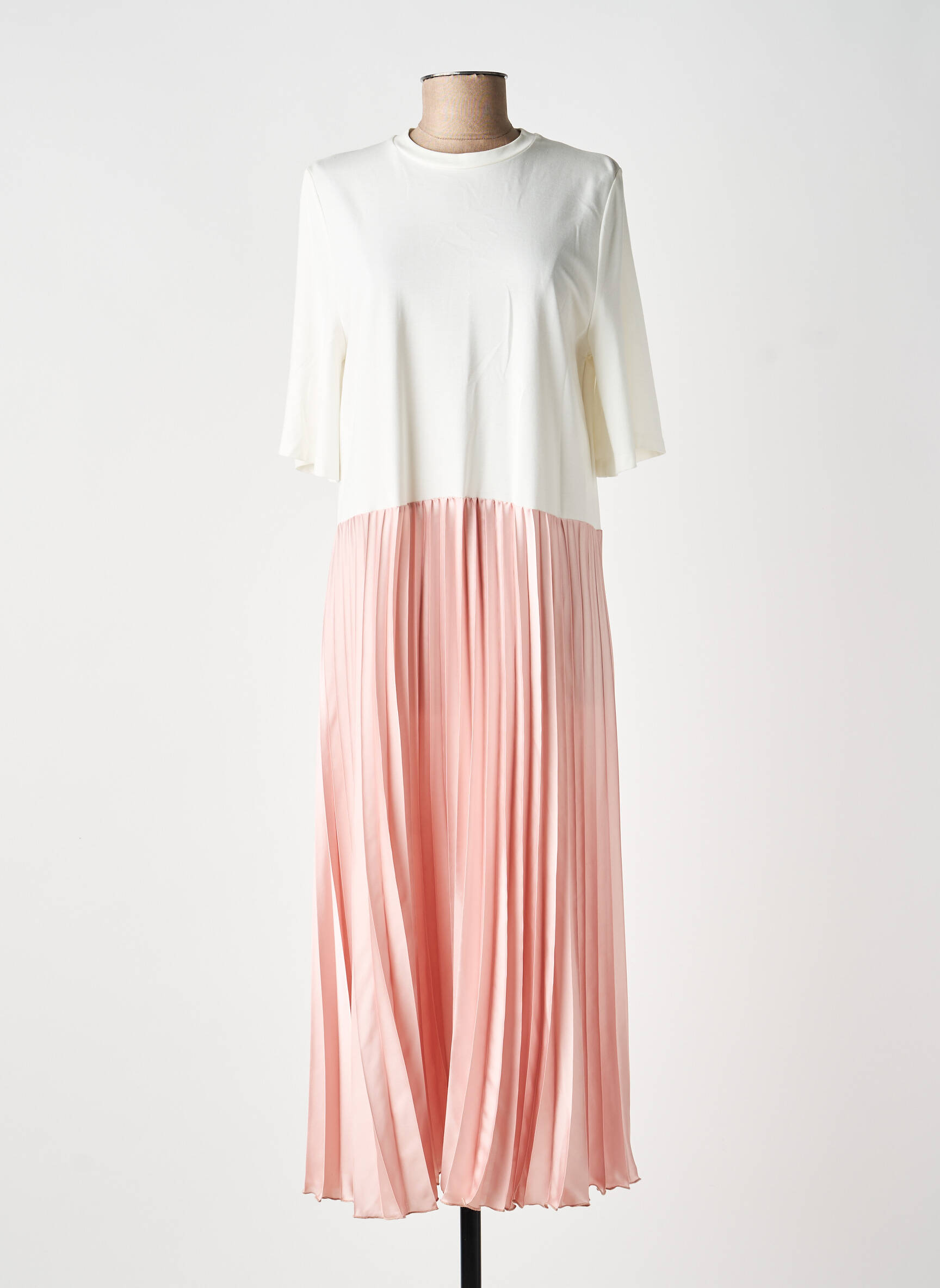 Robe longue coupe fluide manches 3/4 rose IMPERIAL femme