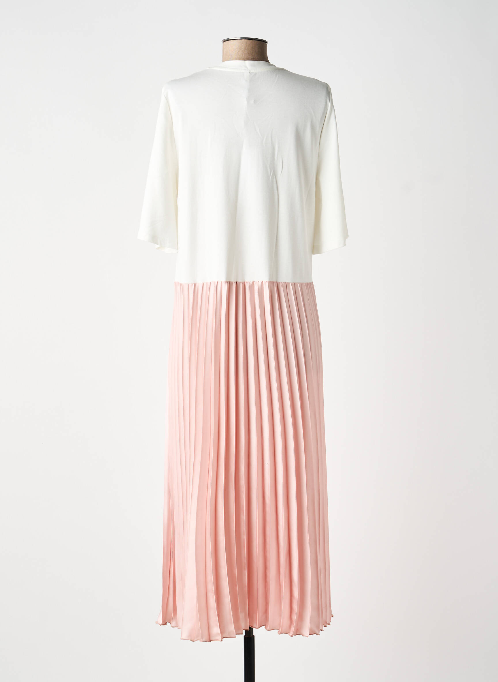 Robe longue coupe fluide manches 3/4 rose IMPERIAL femme