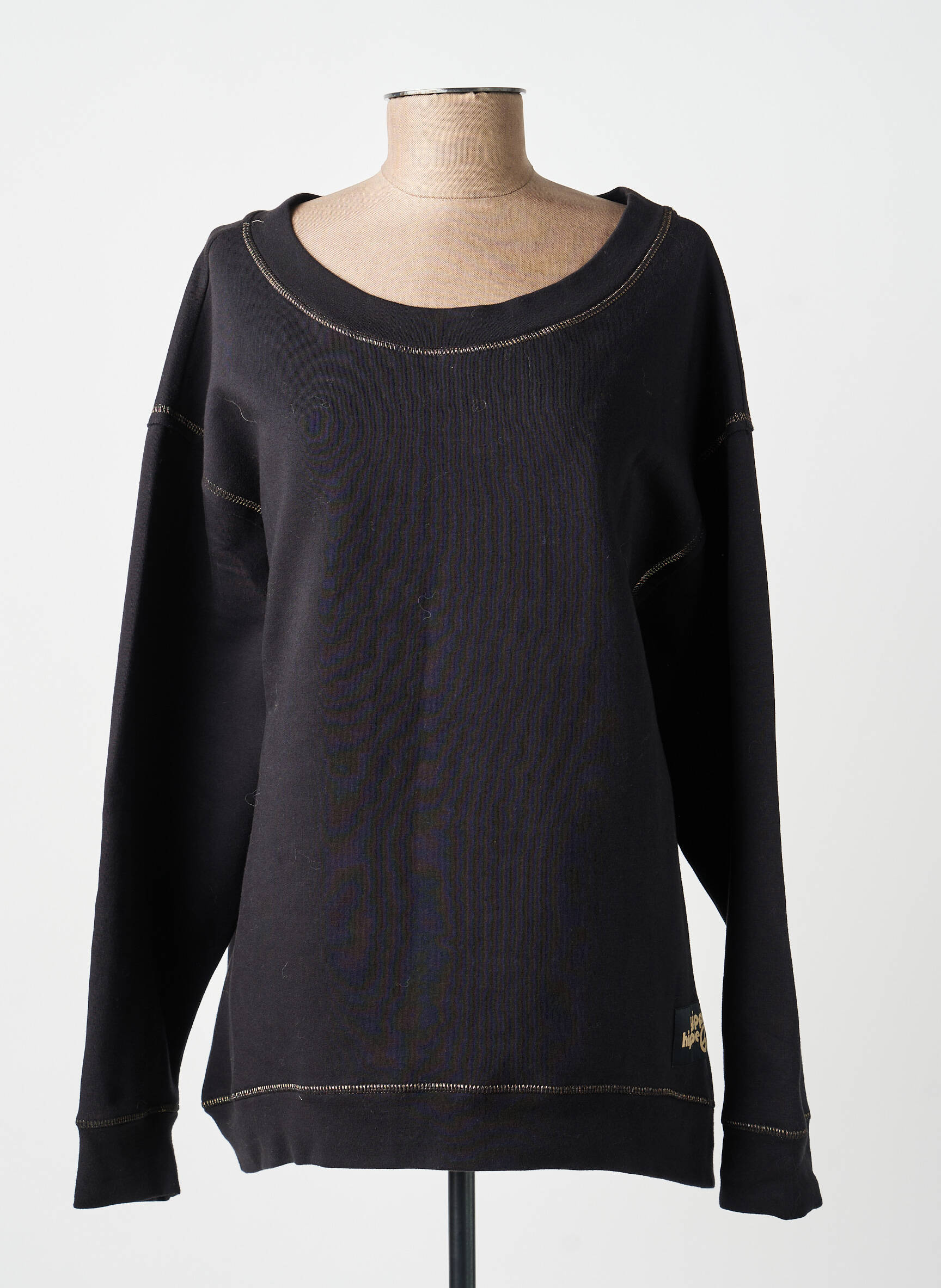 Sweat-shirt broderie manches longues noir YIPPIE HIPPIE femme