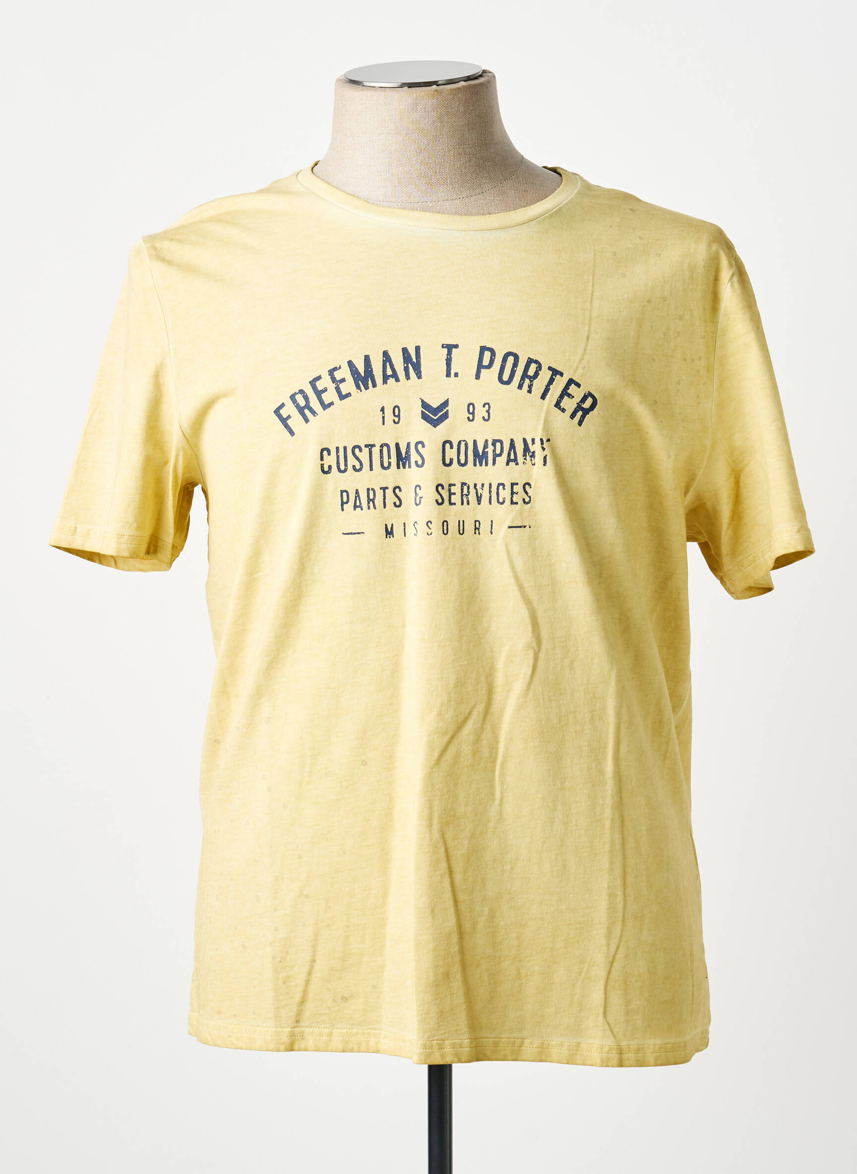T-shirt stretch manches courtes jaune FREEMAN T.PORTER homme