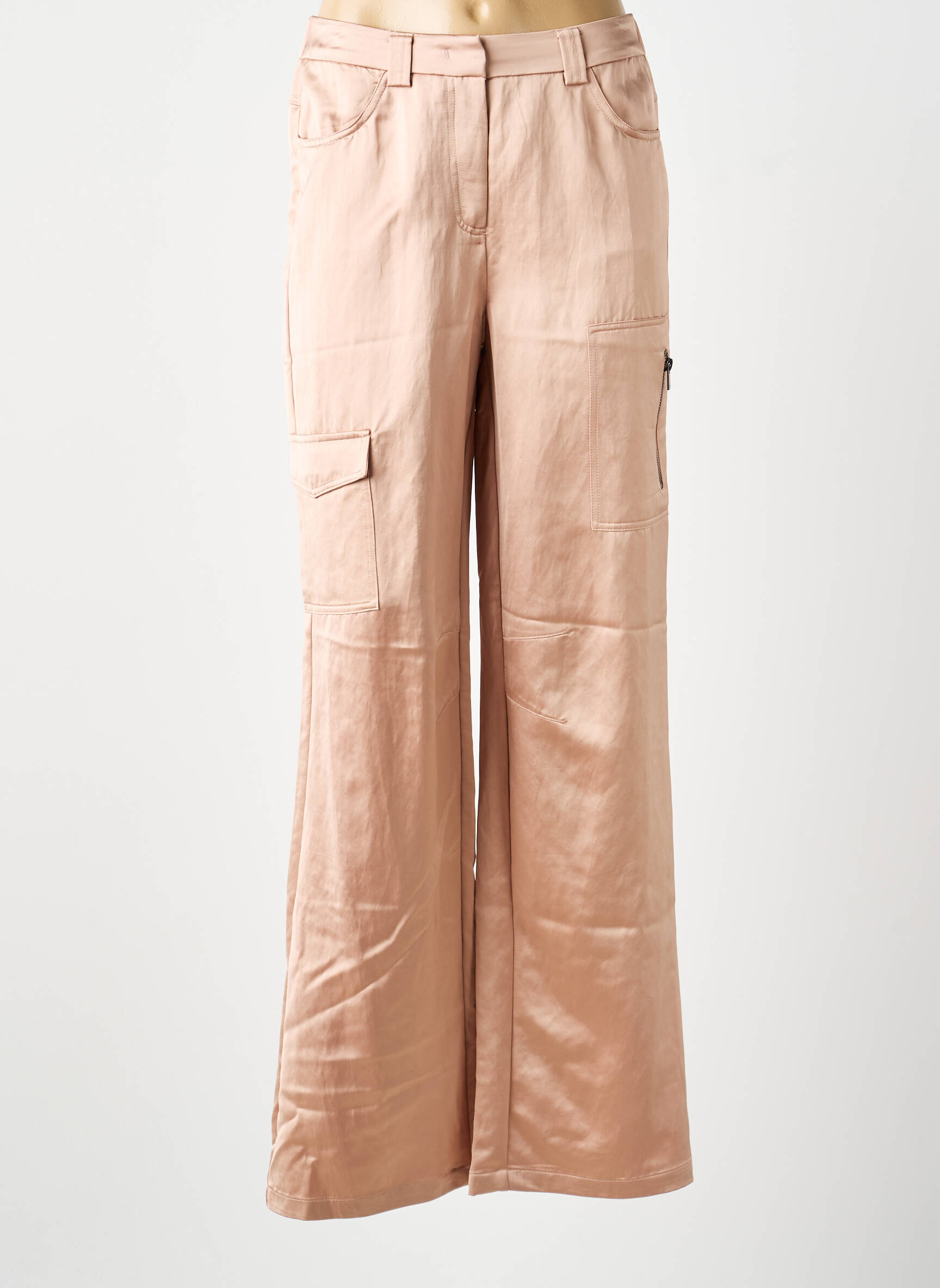 Pantalon cargo coupe droite taille normale rose YAYA femme
