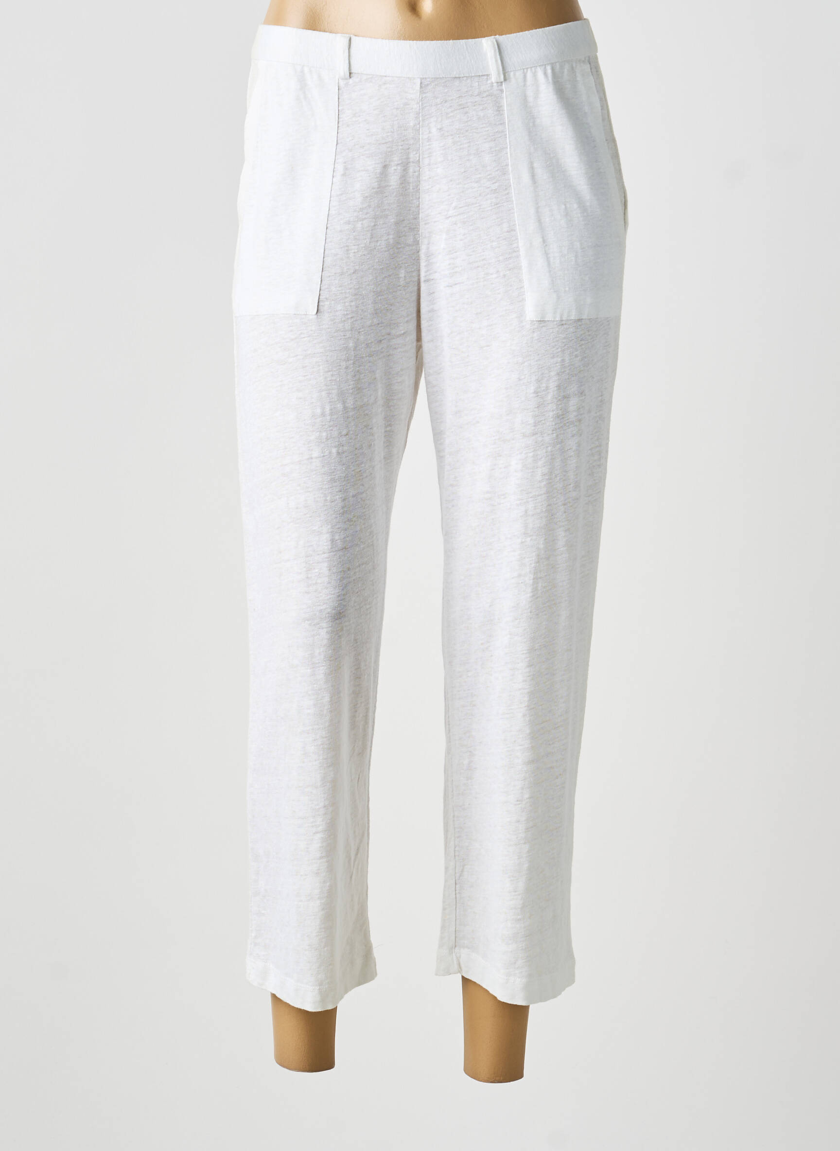 Pantalon 7/8 stretch taille normale blanc MAJESTIC FILATURES femme