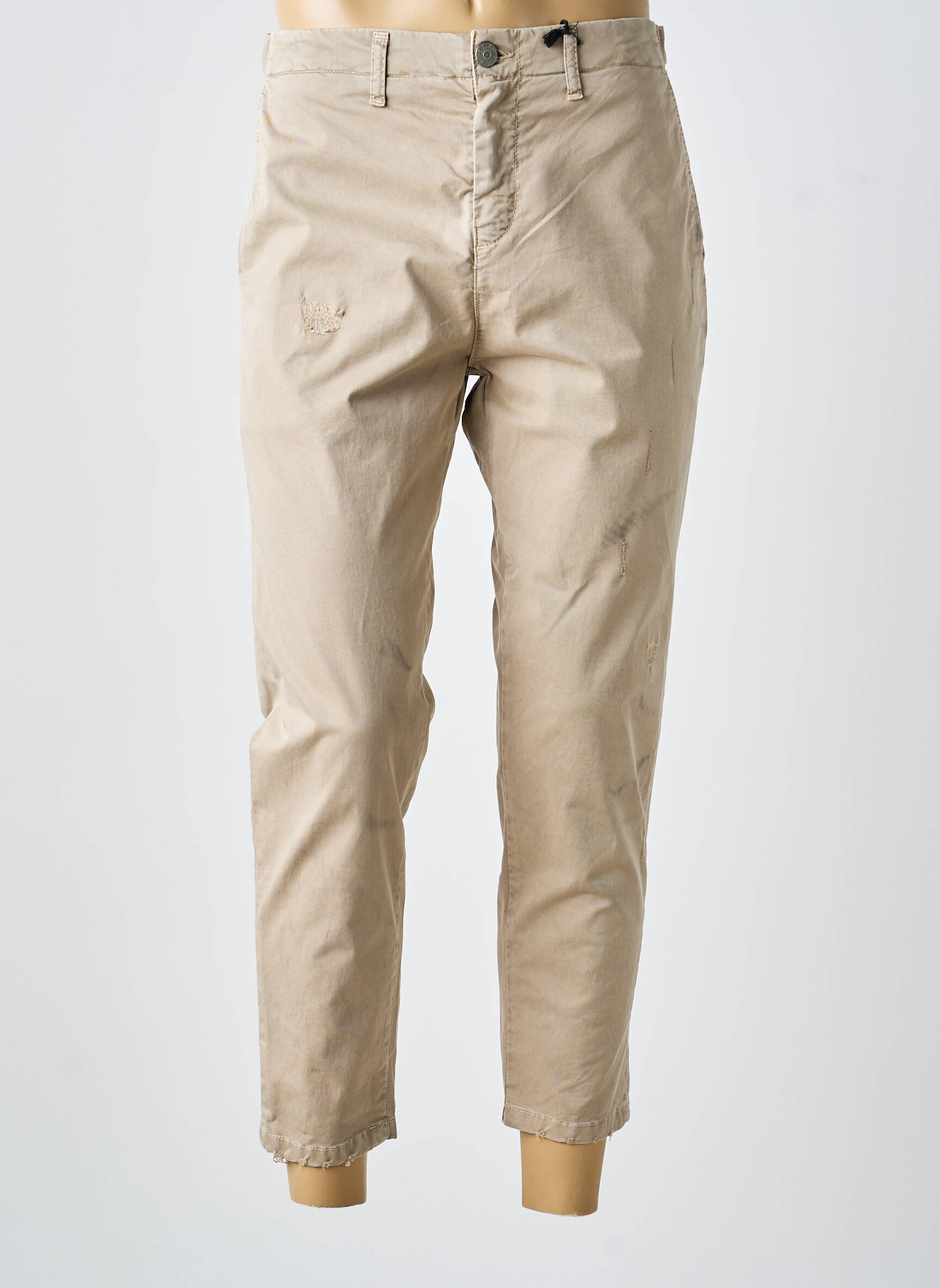Pantalon chino fermeture zippée sous rabat boutonné taille normale beige IMPERIAL femme