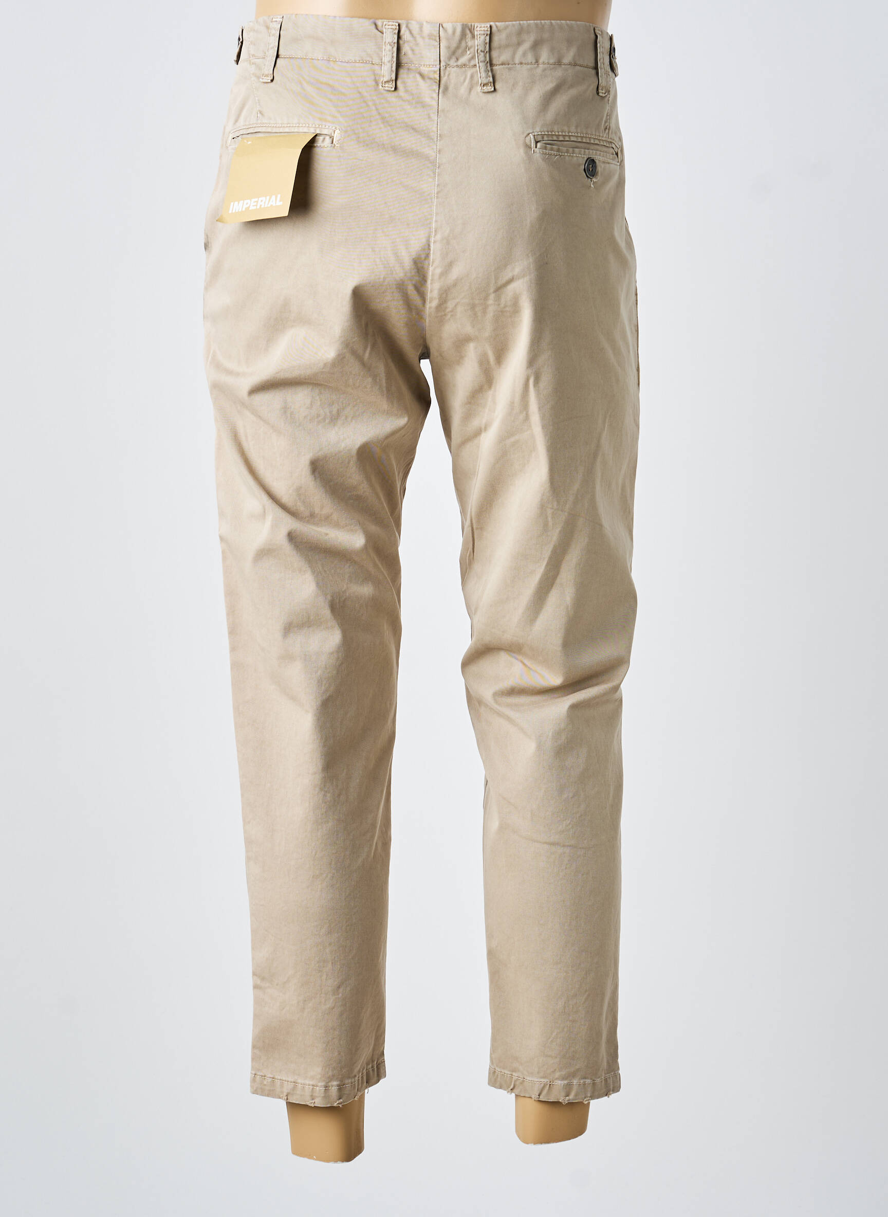 Pantalon chino fermeture zippée sous rabat boutonné taille normale beige IMPERIAL femme