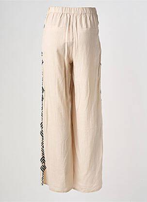 Pantalon droit fermeture zippée sous rabat avec crochet taille normale beige LA PETITE ETOILE femme