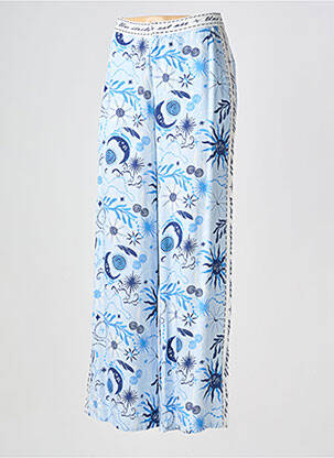 Pantalon droit fermeture zippée sous rabat avec crochet taille normale bleu LA PETITE ETOILE femme