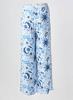 Pantalon droit fermeture zippée sous rabat avec crochet taille normale bleu LA PETITE ETOILE femme