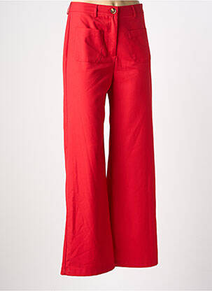Pantalon flare taille à pinces taille haute rouge LA PETITE ETOILE femme