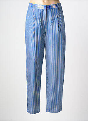 Pantalon droit fermeture zippée sous rabat avec crochet taille normale bleu NUMPH femme