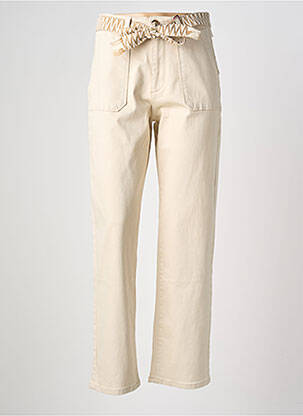 Pantalon droit stretch taille haute beige LA PETITE ETOILE femme