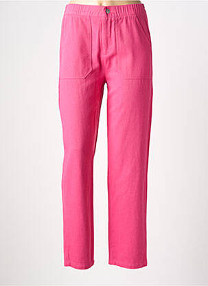 Pantalon droit stretch rose EMILIE.K femme