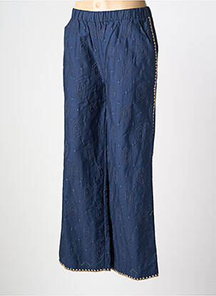 Pantalon large coupe fluide taille normale bleu EMILIE.K femme