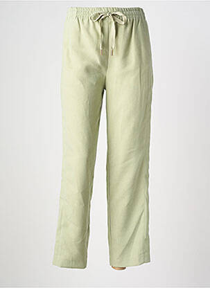 Pantalon droit stretch taille haute vert EMILIE.K femme