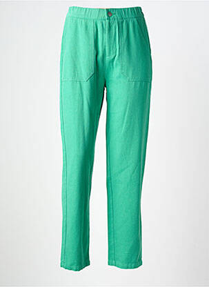 Pantalon droit taille haute taille haute vert EMILIE.K femme