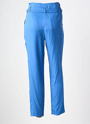 Pantalon droit tissage popeline taille haute bleu YUKA femme