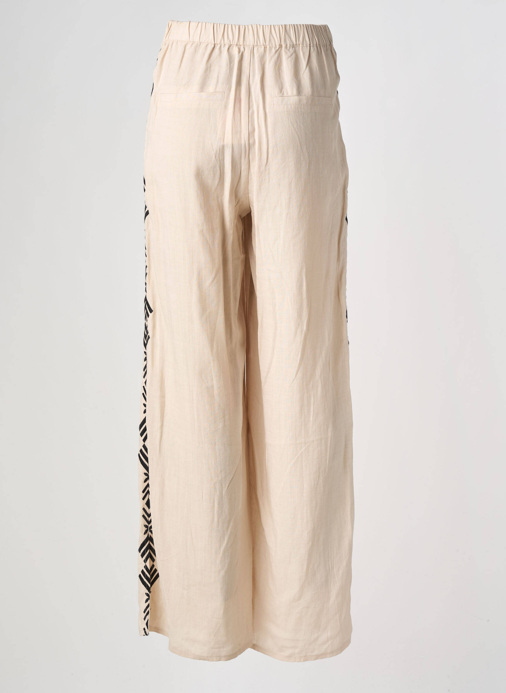 Pantalon droit fermeture zippée sous rabat avec crochet taille normale beige LA PETITE ETOILE femme