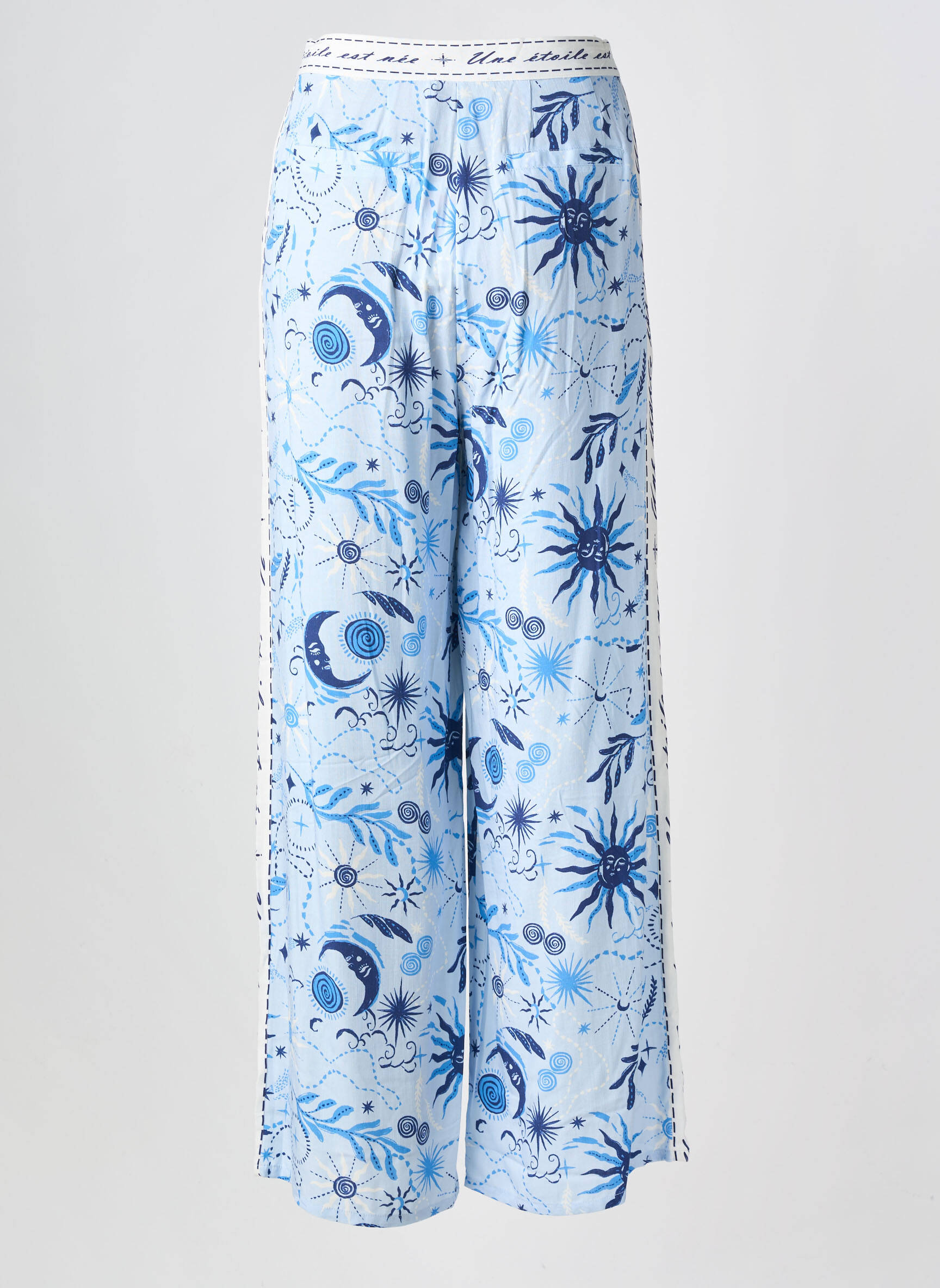 Pantalon droit fermeture zippée sous rabat avec crochet taille normale bleu LA PETITE ETOILE femme
