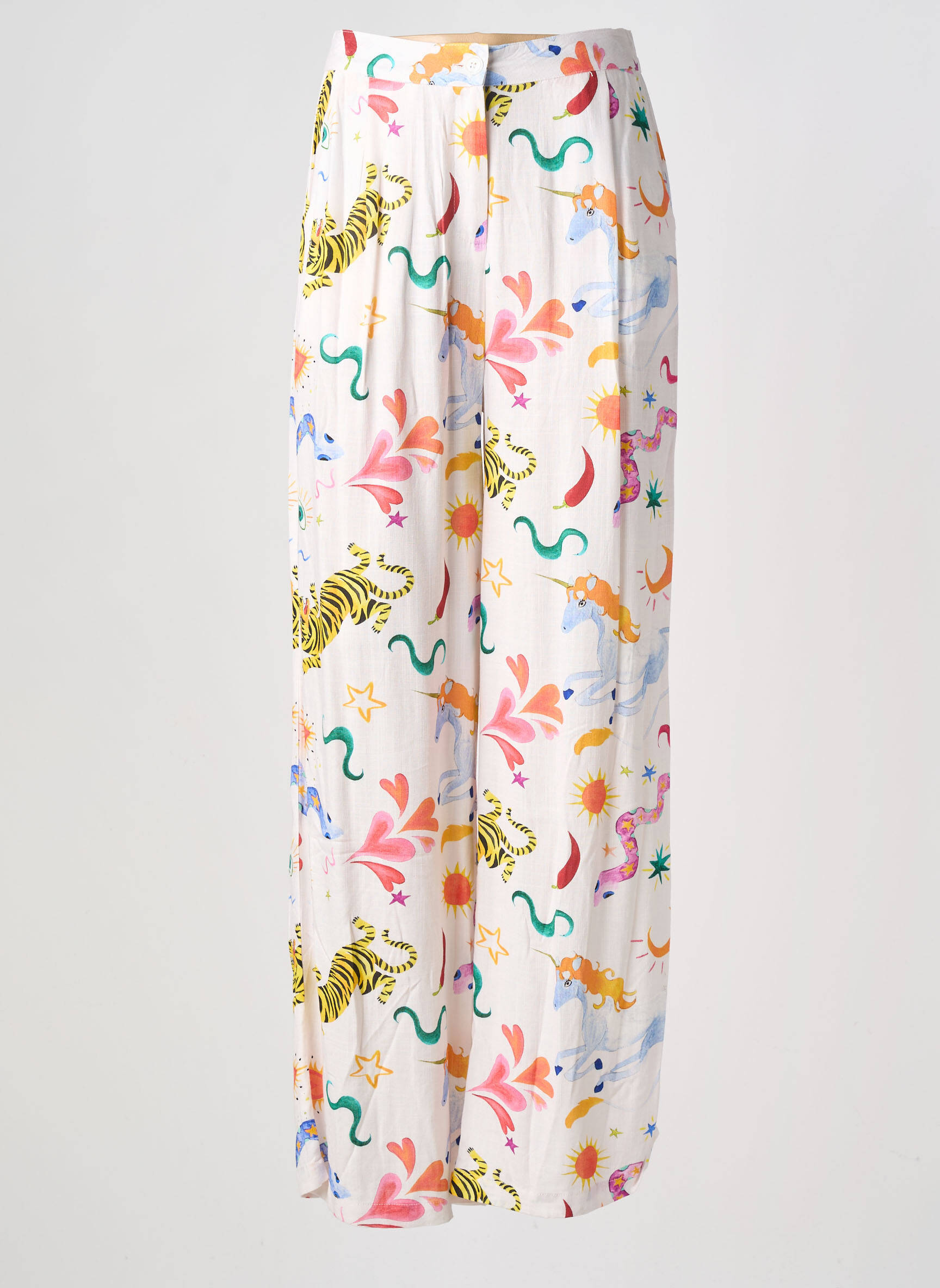 Pantalon droit taille haute taille haute blanc LA PETITE ETOILE femme