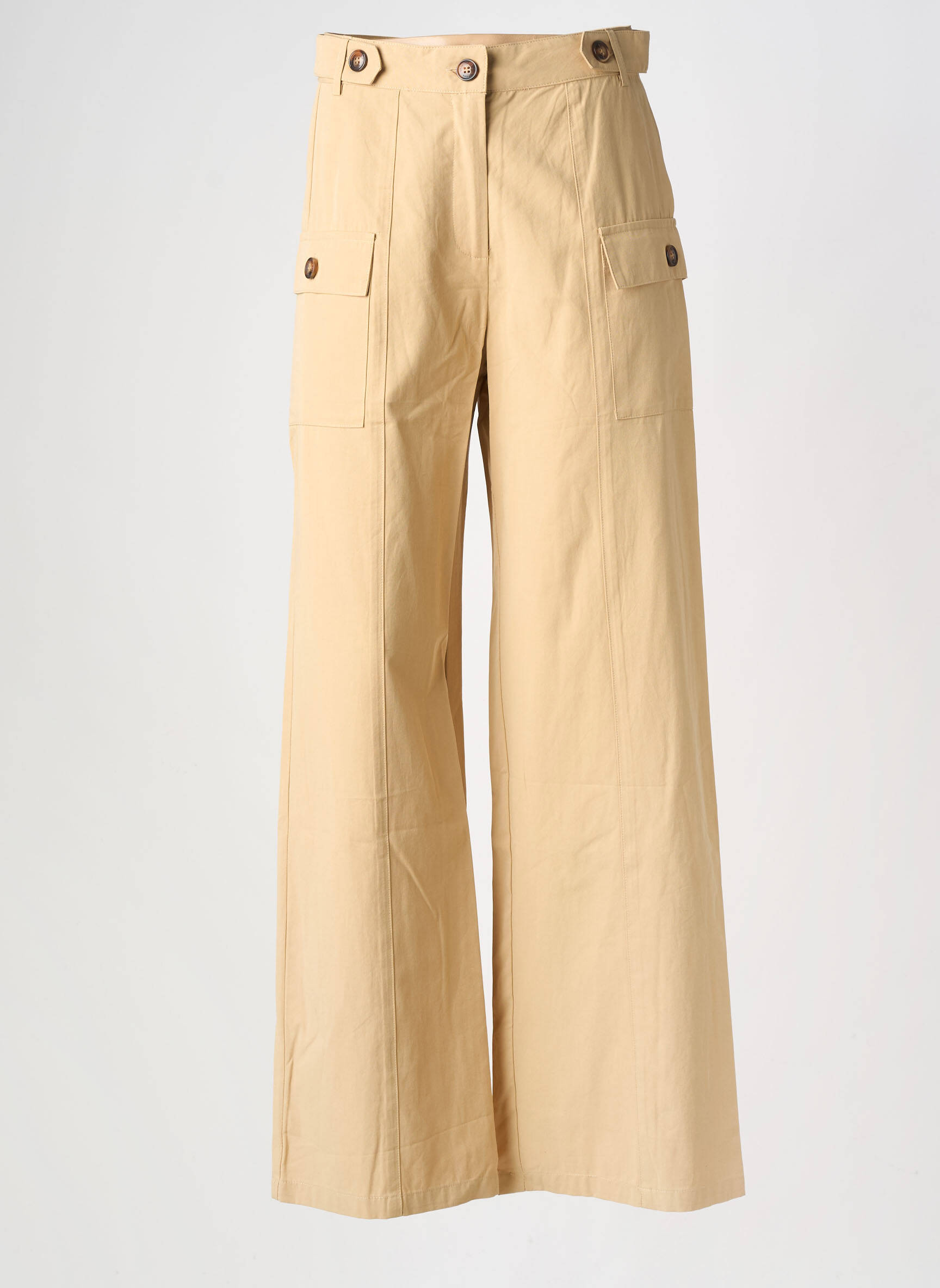 Pantalon flare taille haute taille haute beige LA PETITE ETOILE femme