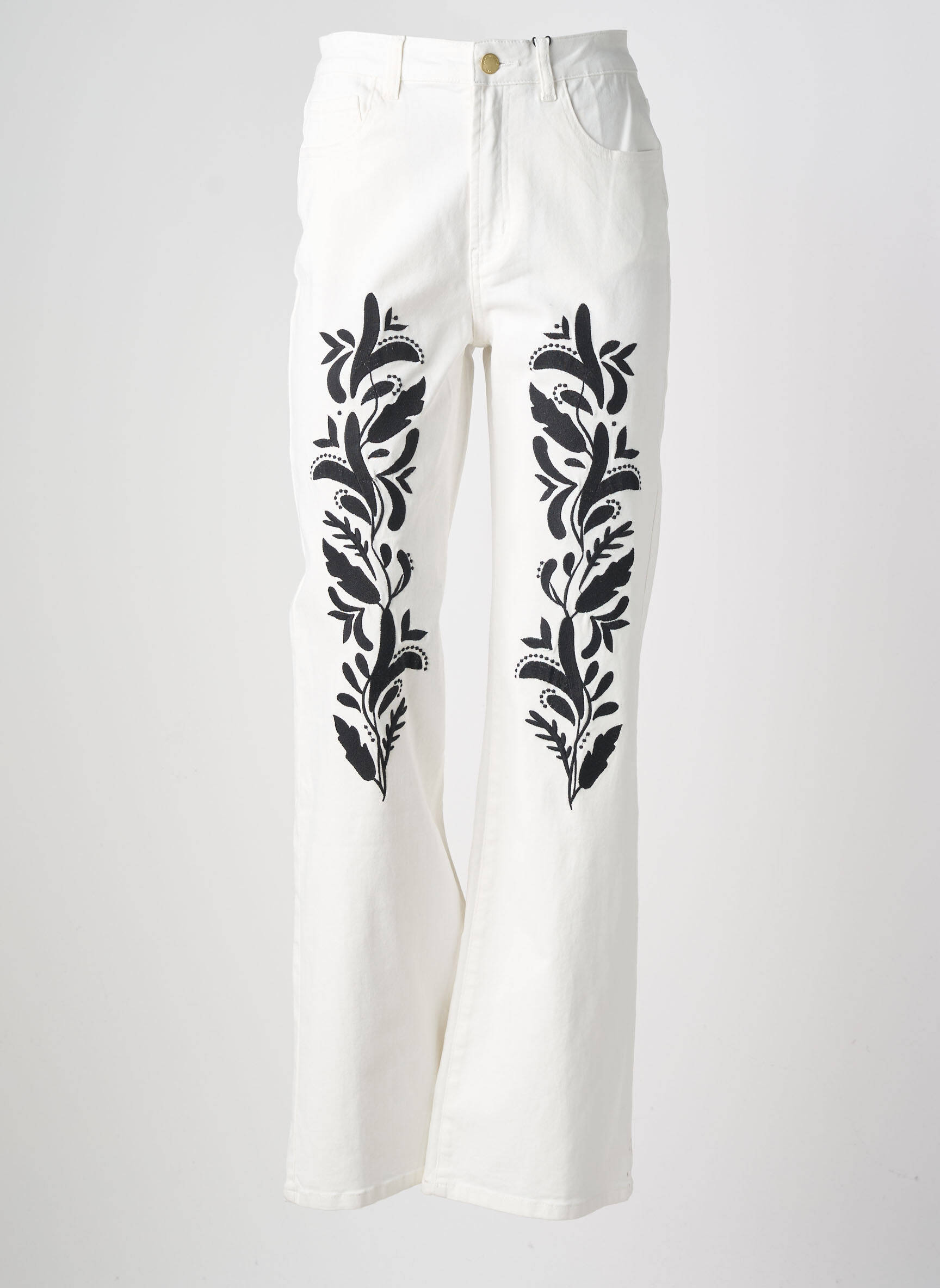 Jean coupe flare stretch taille haute blanc LA PETITE ETOILE femme