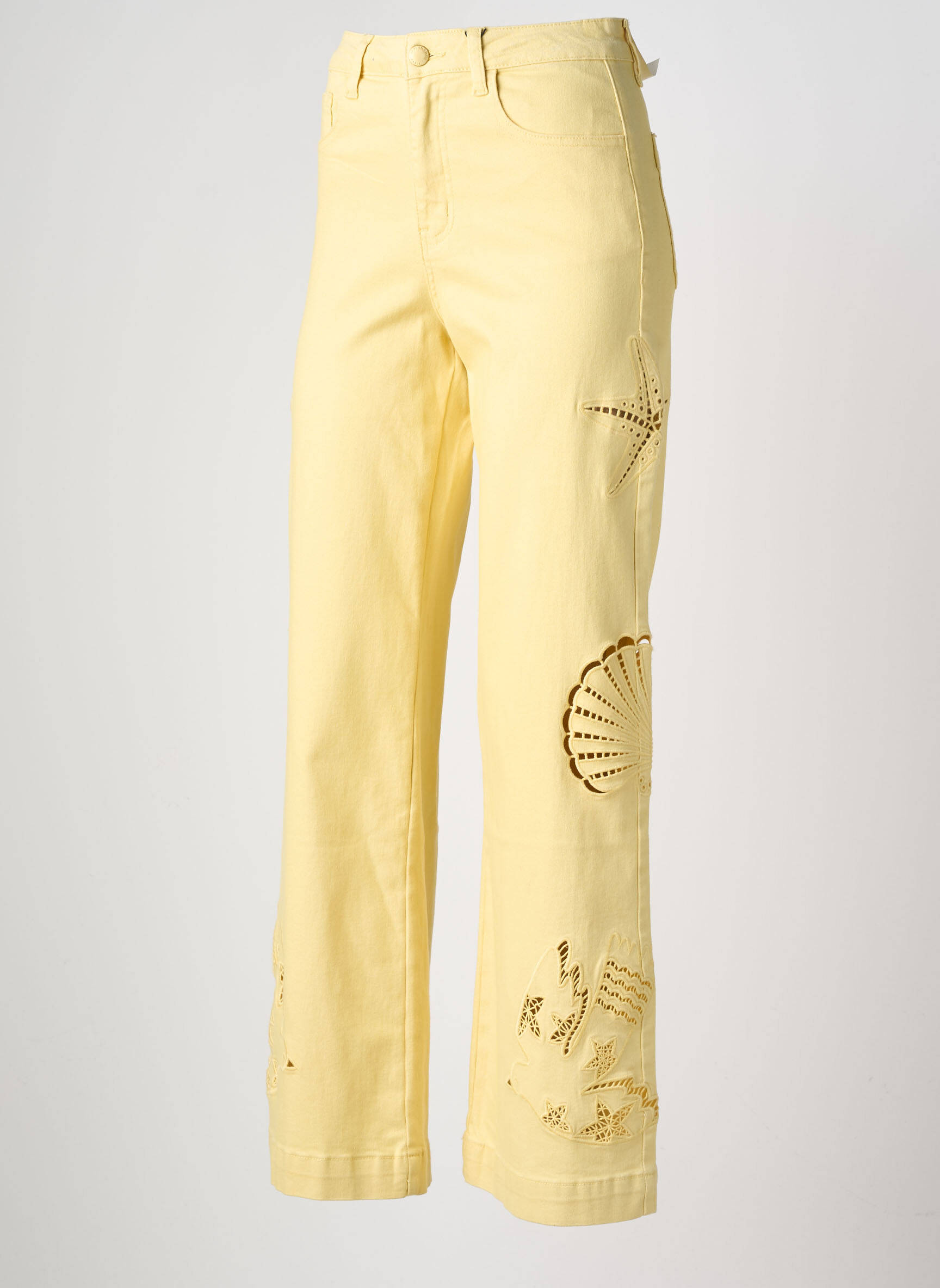 Jean coupe flare stretch taille haute jaune LA PETITE ETOILE femme