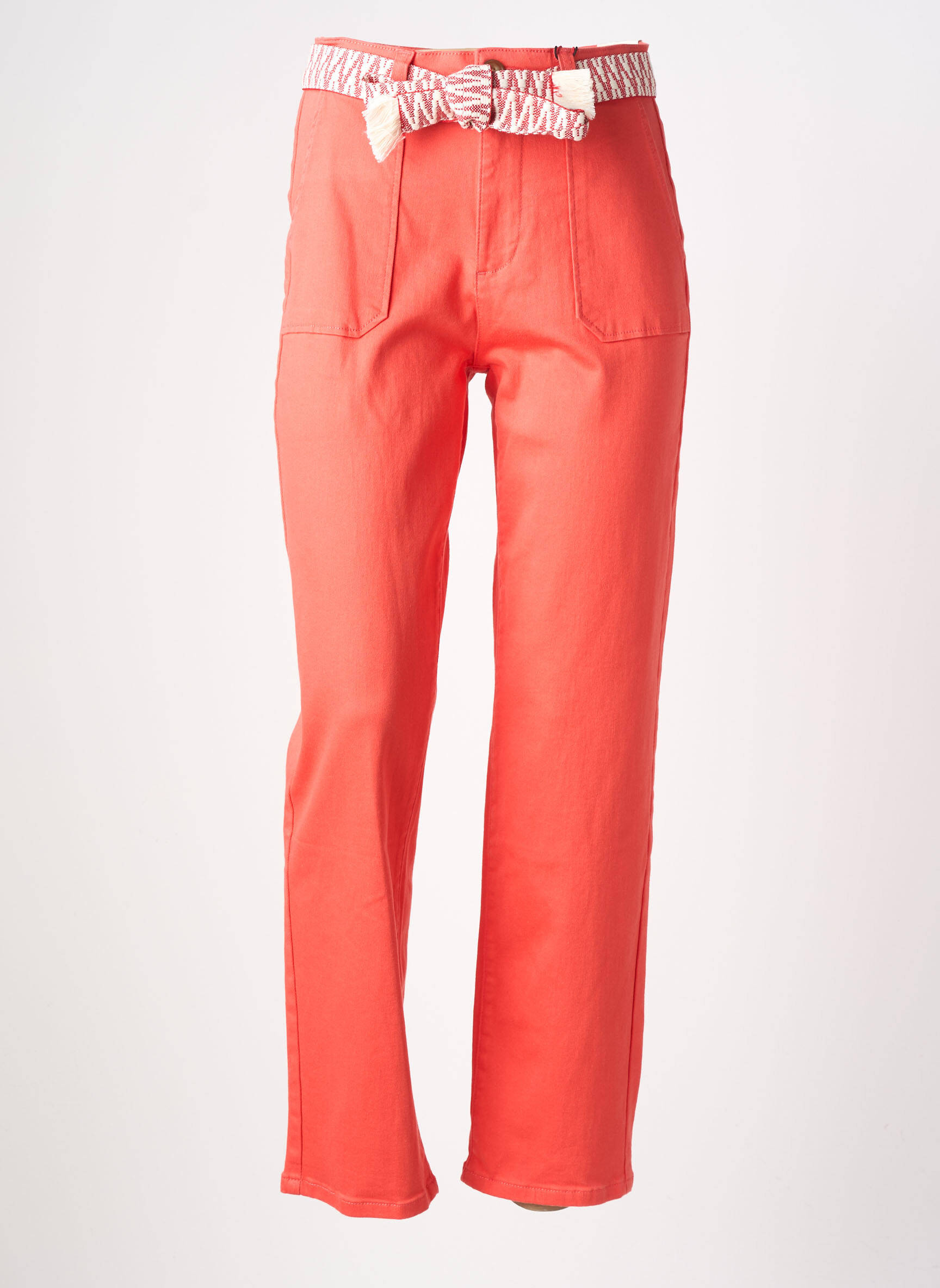 Pantalon droit stretch taille haute orange LA PETITE ETOILE femme