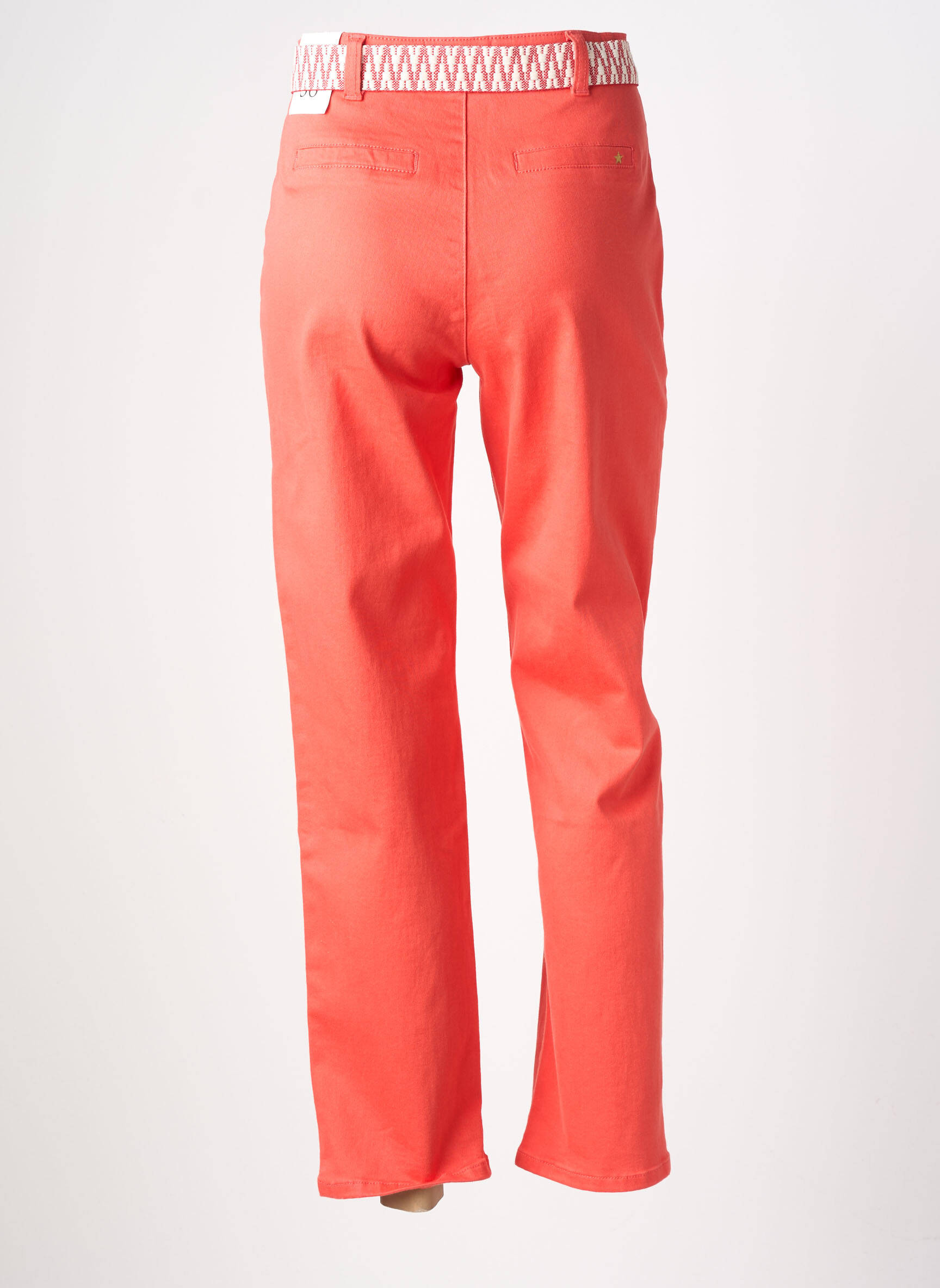 Pantalon droit stretch taille haute orange LA PETITE ETOILE femme