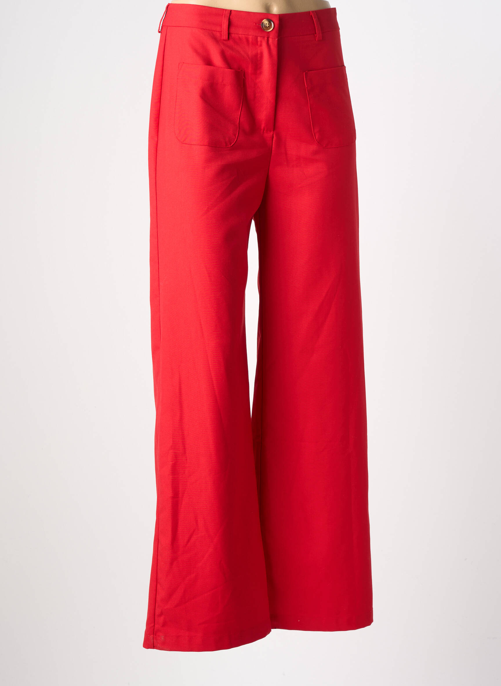 Pantalon flare taille à pinces taille haute rouge LA PETITE ETOILE femme