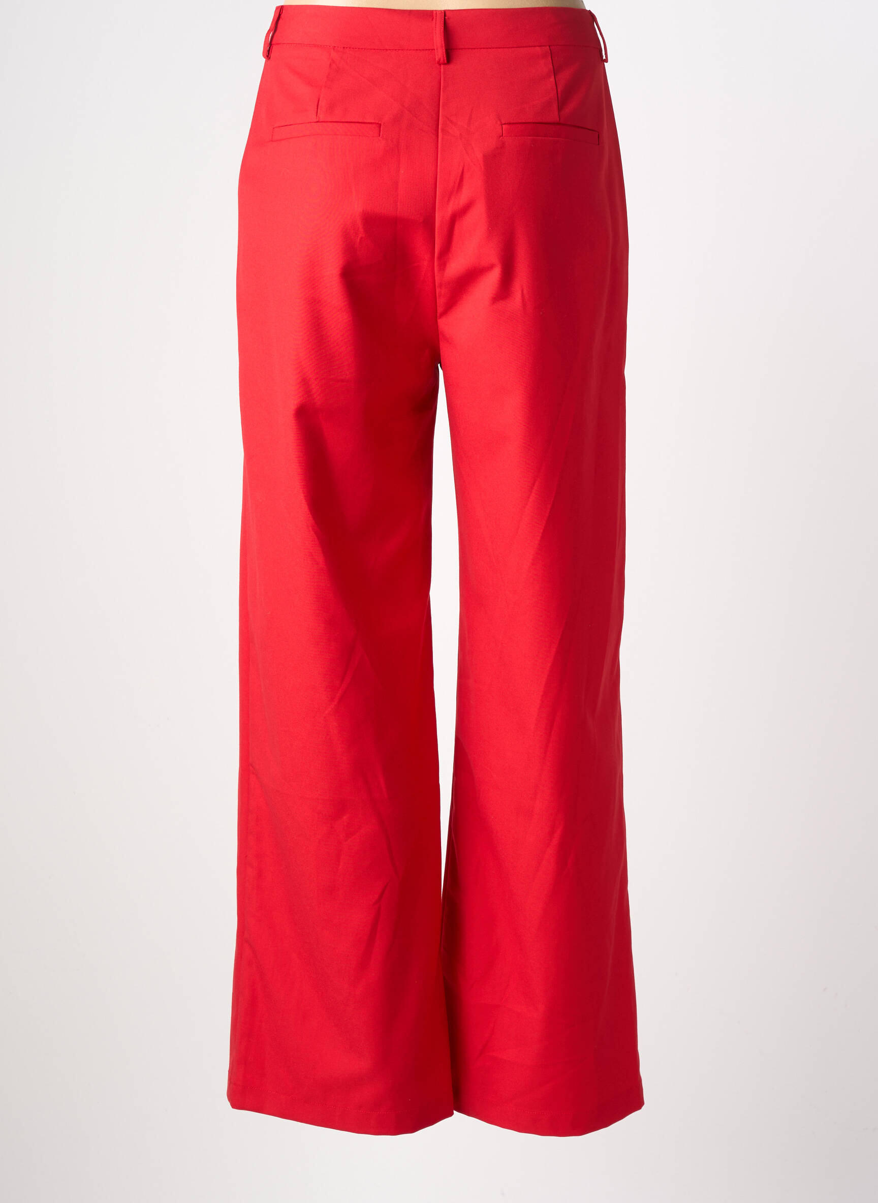 Pantalon flare taille à pinces taille haute rouge LA PETITE ETOILE femme
