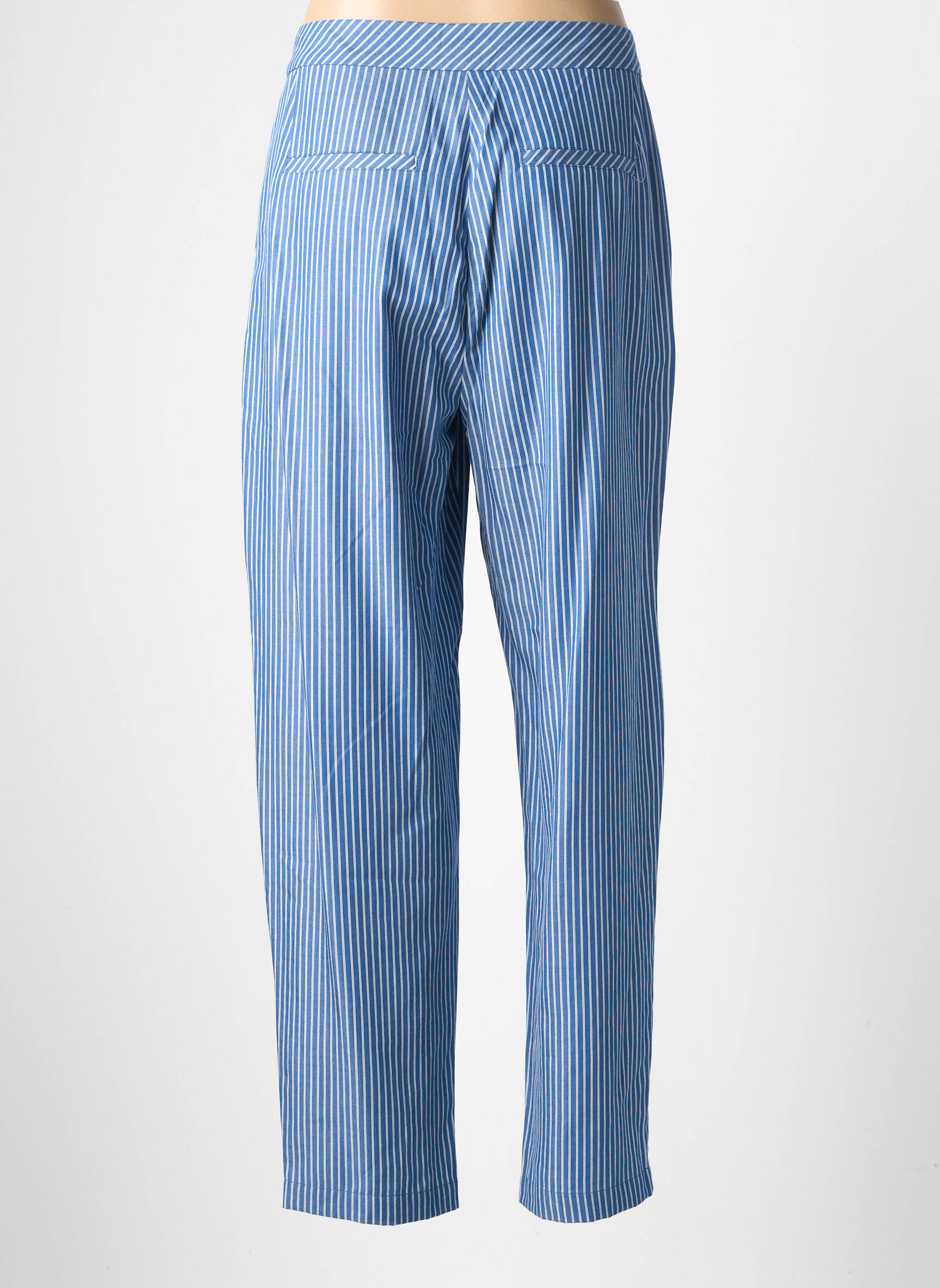 Pantalon droit fermeture zippée sous rabat avec crochet taille normale bleu NUMPH femme