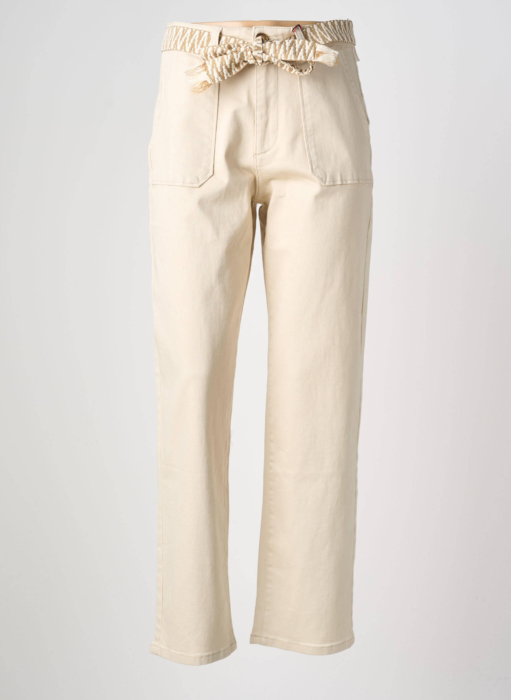 Pantalon droit stretch taille haute beige LA PETITE ETOILE femme